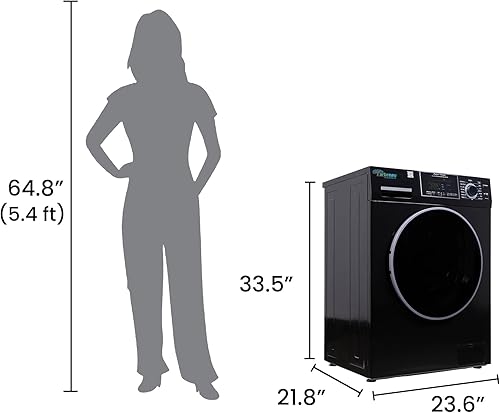 Miniatura 2 de 1.6 cu.ft. CONVERTIBLE Compact Combo Washer Dryer with Pet Cycle (Black)