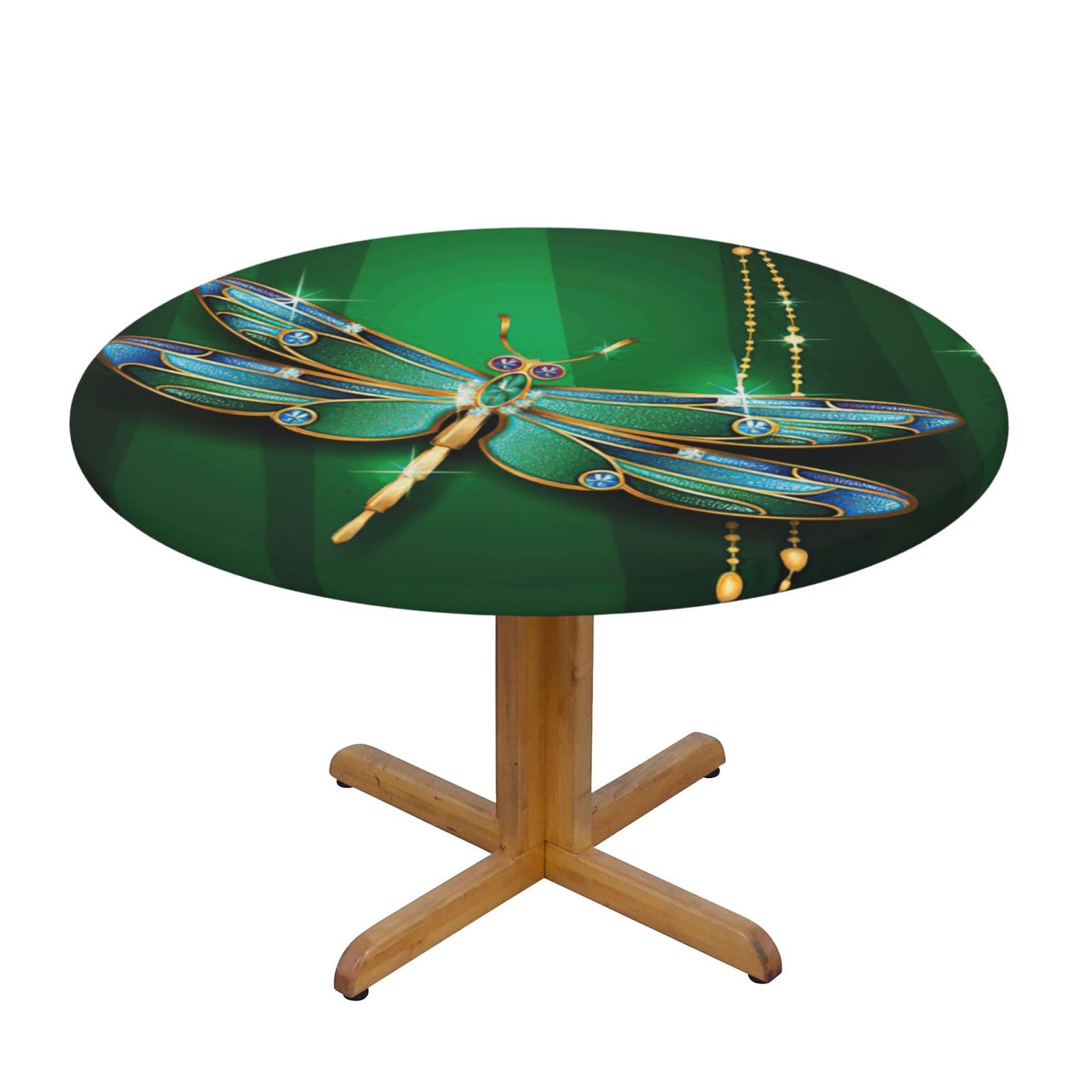 Jewel Dragonfly Print Wipe Clean Oval Tablecloth Stain-Resistant Dining Table Accessories Table Protector For Home