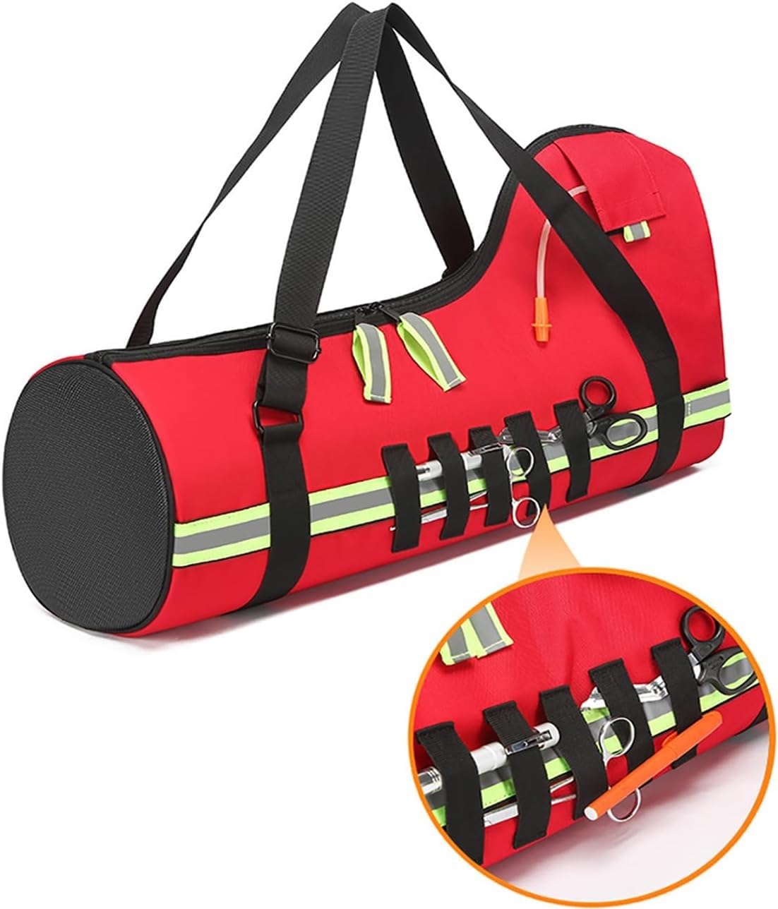 Kit de primeros auxilios, bolsa de primeros auxilios de gran capacidad, bolsa portátil de oxígeno para traumas al aire libre, bolsa vacía de lona médica de emergencia con compartimentos grandes, Red