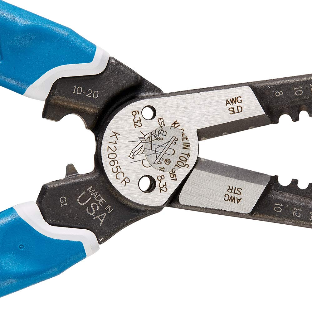 Klein Tools K12065CR narzędzie do ściągania izolacji/obcinarki, do cięcia, ściągania, zaciskania, skręcania (8-18 AWG solidne, 10-20 AWG)