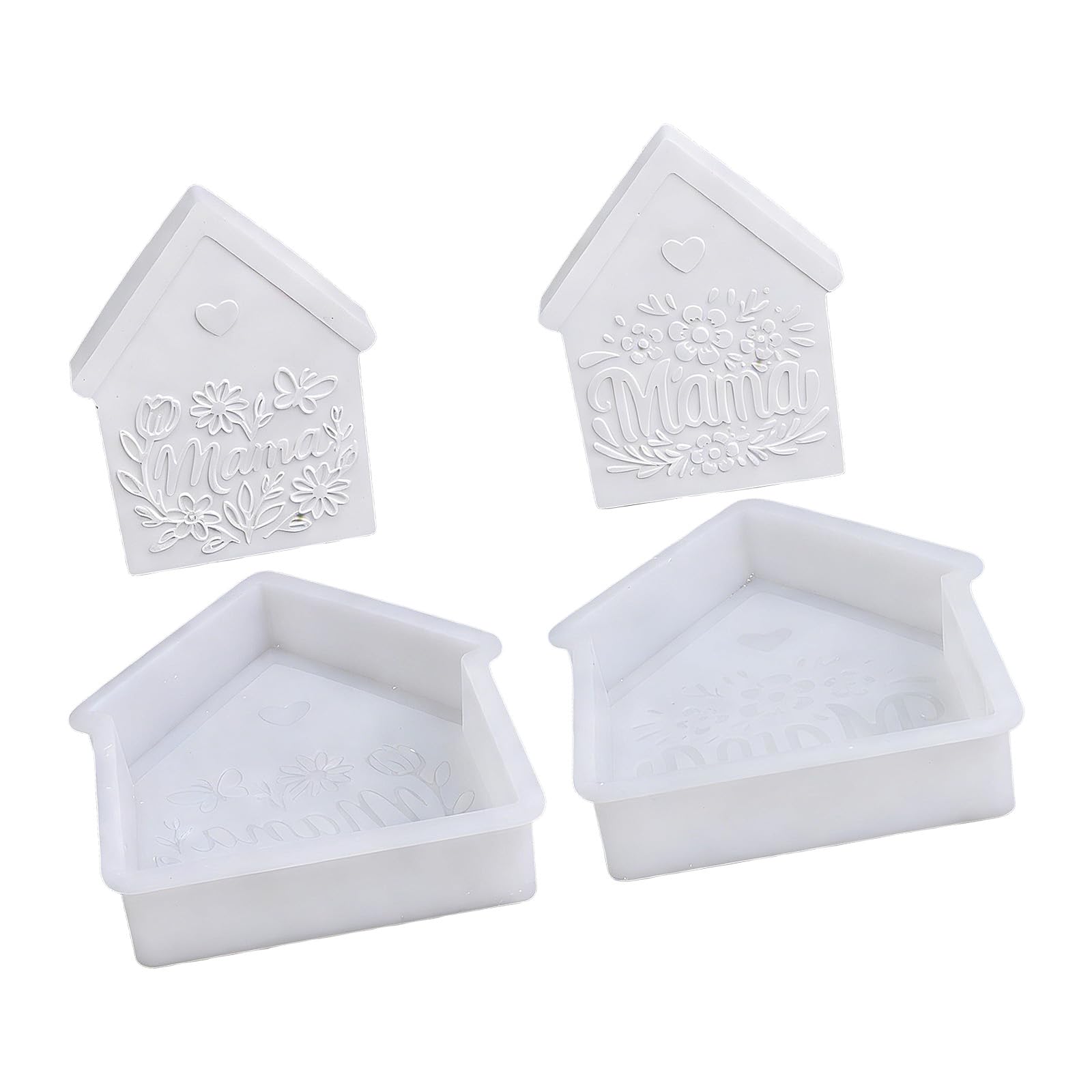hogtnd Creative Silicone Molds for Making 2 Unique House Ornaments with Mothers Day Motif, Cement or Plaster Epoxy Resin Mothers Day House Decoration Mould