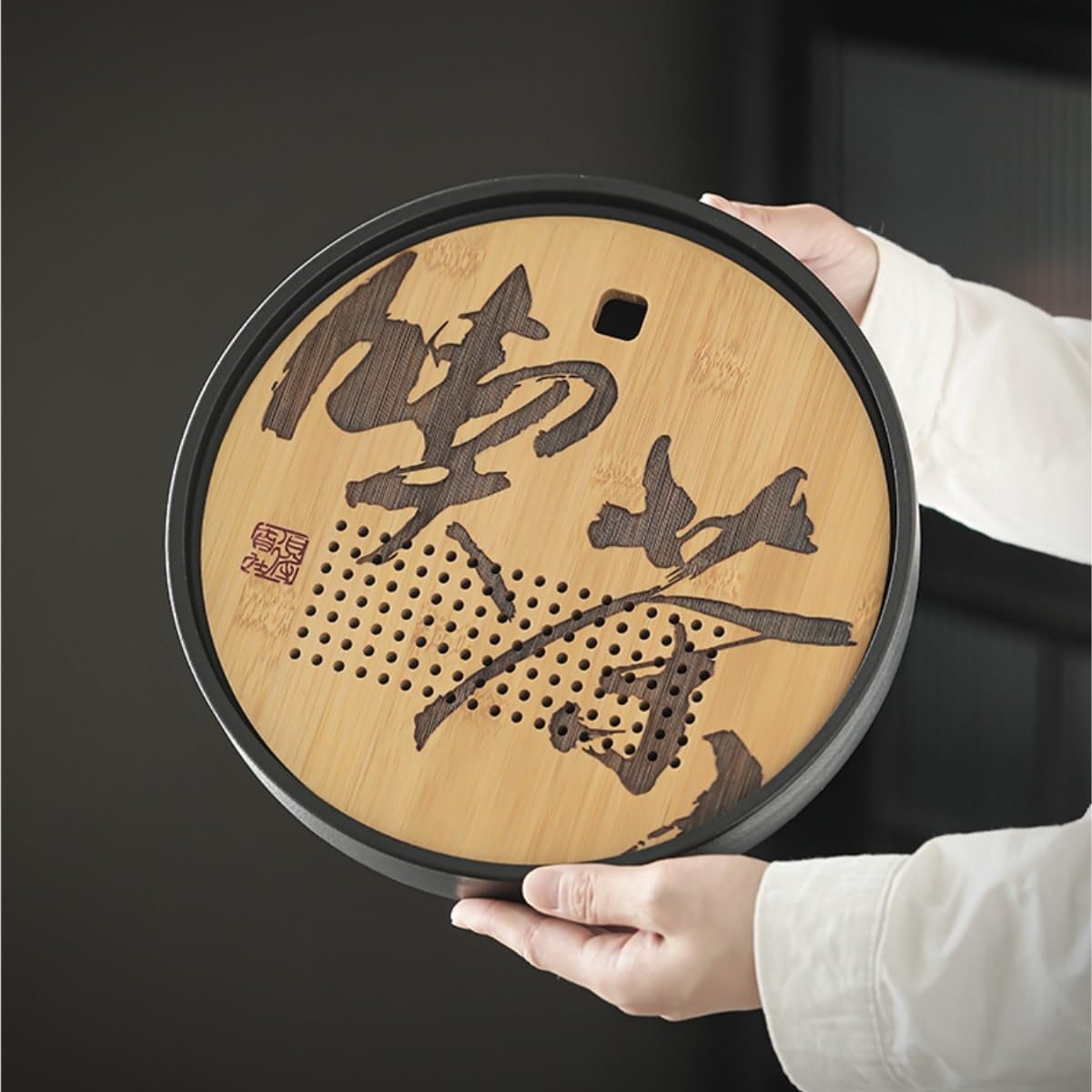 Bandeja de té de la tarde, juego de té de cerámica, bandeja de té china, bandeja de drenaje para almacenamiento de agua, bandeja redonda para té de Kung Fu, bandeja para taza de té para el hogar, ju