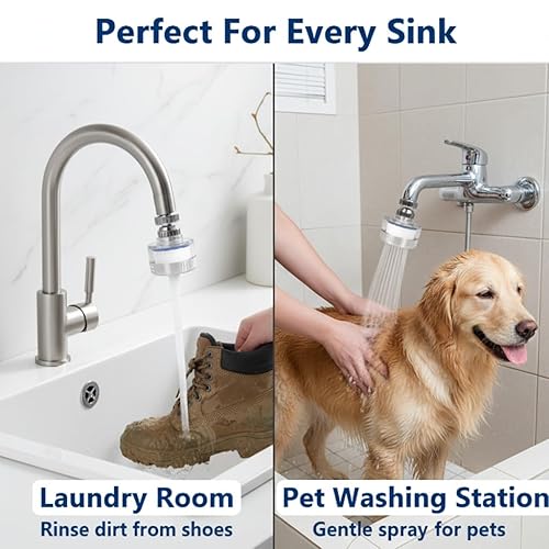 Miniatura 4 de Paquete de 3 grifos de filtro de agua para fregadero, filtro universal de fregadero de baño giratorio de 360°, filtro de agua para grifo de cocina,