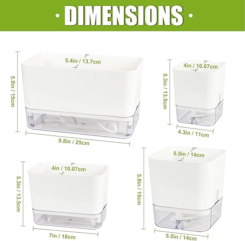 Miniatura 2 de OurWarm Macetas de riego automático para plantas de interior, paquete de 4, 10, 7, 5.5, 4.3 pulgadas, caja rectangular para jardín, hierbas, macetas