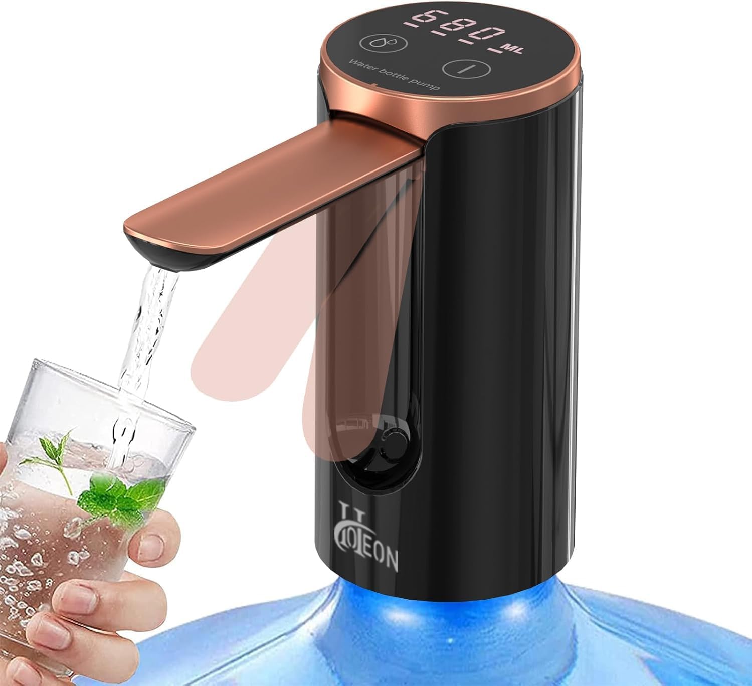 Automatic Water Dispenser Pump, 3 Quantitative Settings Drinking Water Pump with LED Display, Foldable USB Rechargeable Electric Mini Water Pump for 20 Litre Bottle Can for Home