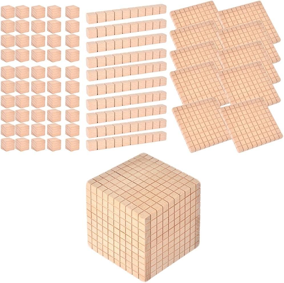 Gazechimp Montessori DIY Wooden Base Ten Blocks Math Manipulative Early Math Learning, Package C