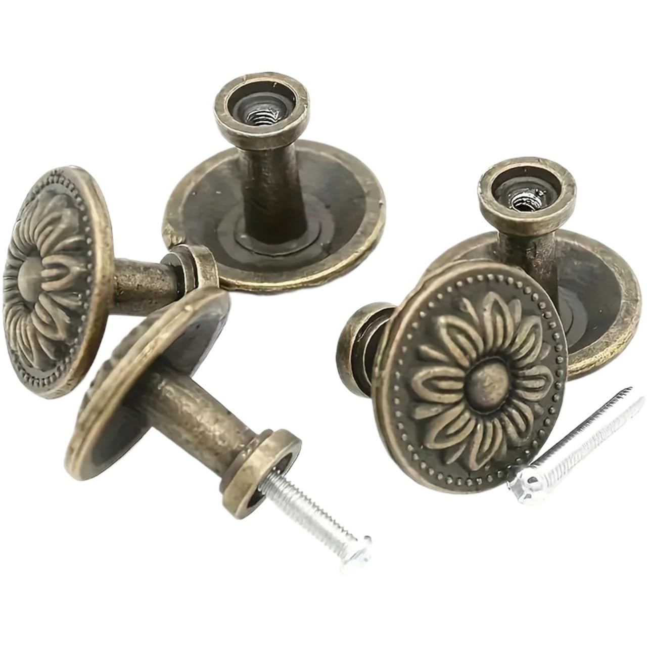 Gwyzax 24Pcs Antique Cabinet Pulls Vintage Cabinet Handles With Screws Decorative Drawer Knobs