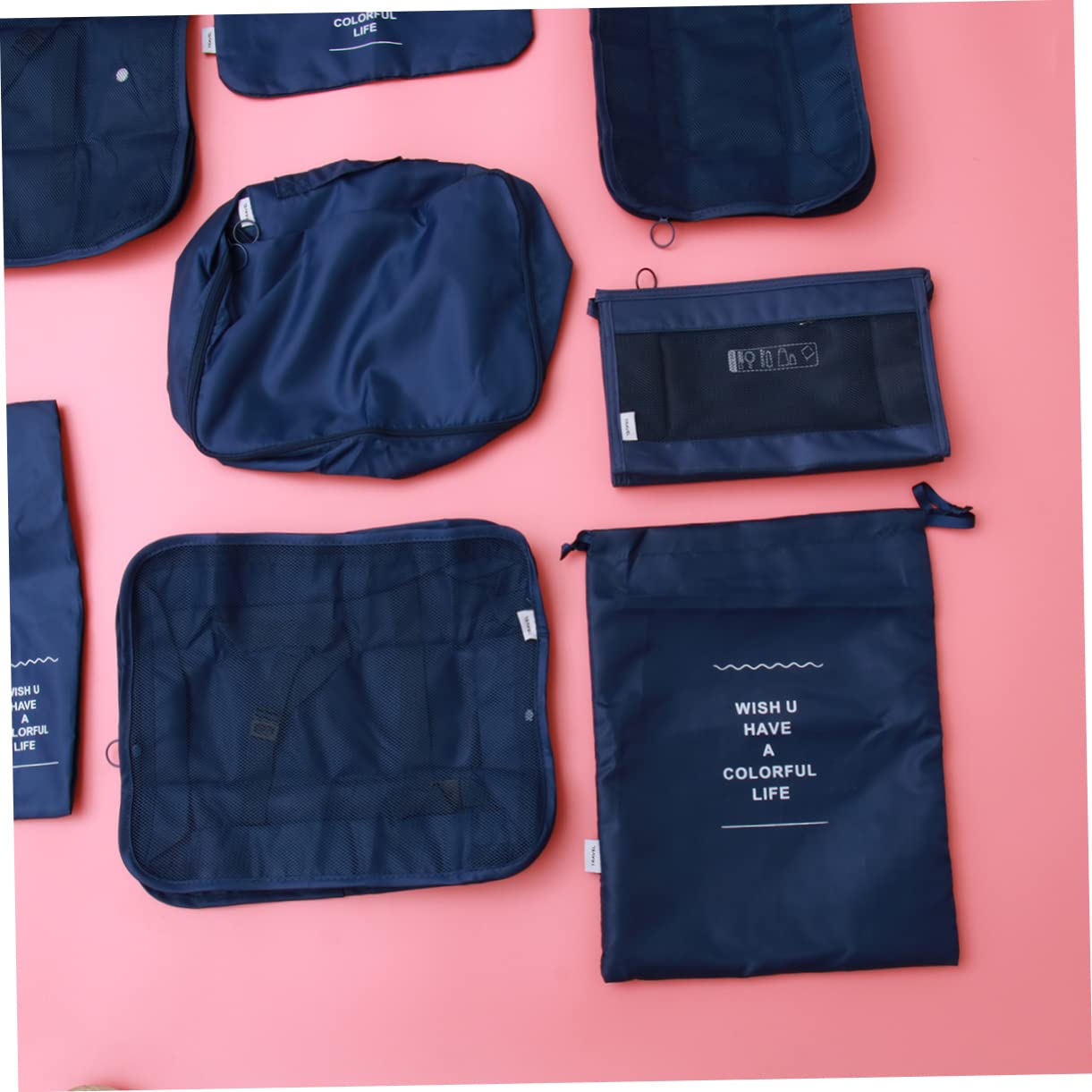 COLLBATH Lot De 8 De Rangement Pour Bagages Pochettes De Rangement Robustes Pour Voyage Bleu Marine