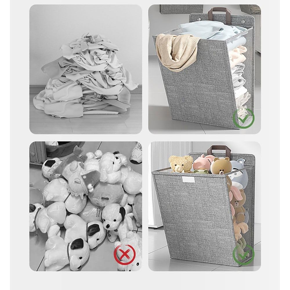 Wäschekorb 1PC Multifunktionale Schmutzige Kleidung Korb Faltbare Wäsche Tasche Haushalt Schlafsaal Spielzeug Organisation Lagerung Wand Hängenden Wäschesammler(Beige)