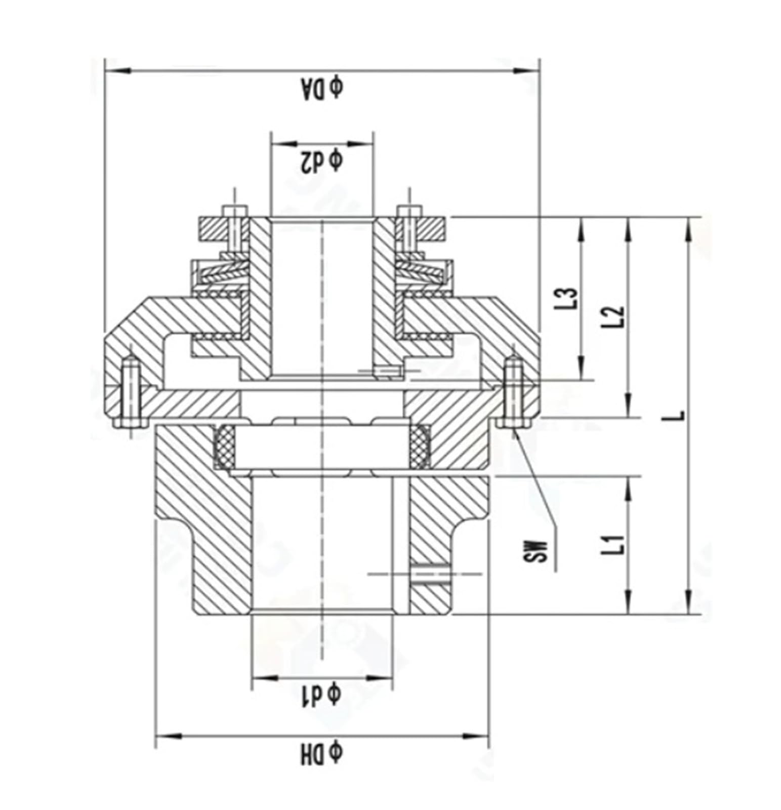 Giunto limitatore di coppia DTLC200-2 Diametro esterno 70 mm Lunghezza 77 mm Intervallo di coppia 6,9-20 Nm