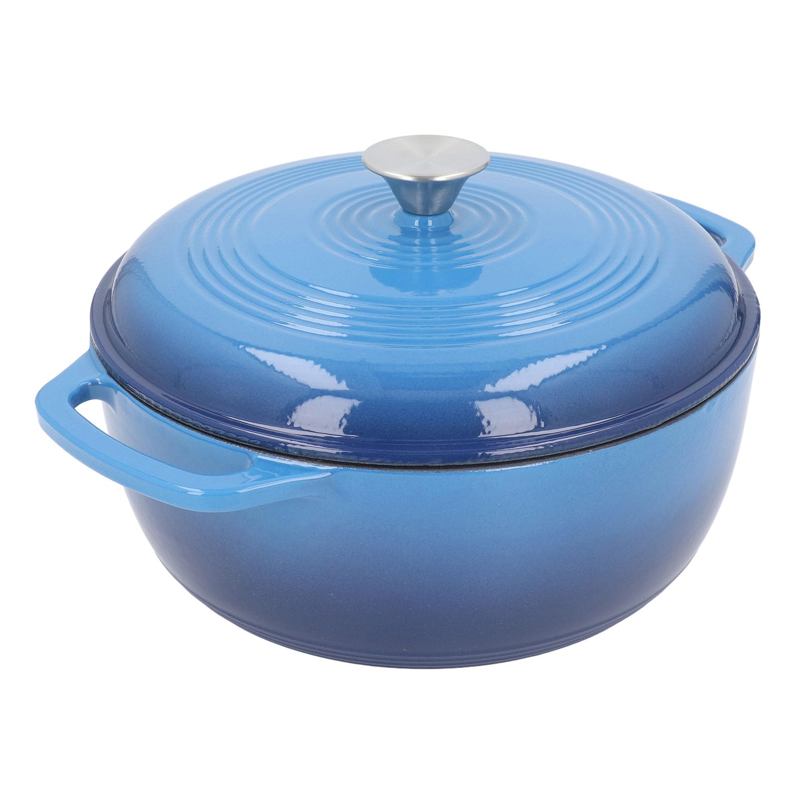 Olla redonda esmaltada de hierro fundido, olla de horno de hierro fundido esmaltado con tapa, asas duales para hornear pan, olla esmaltada elegante y práctica con diseño ergonómico