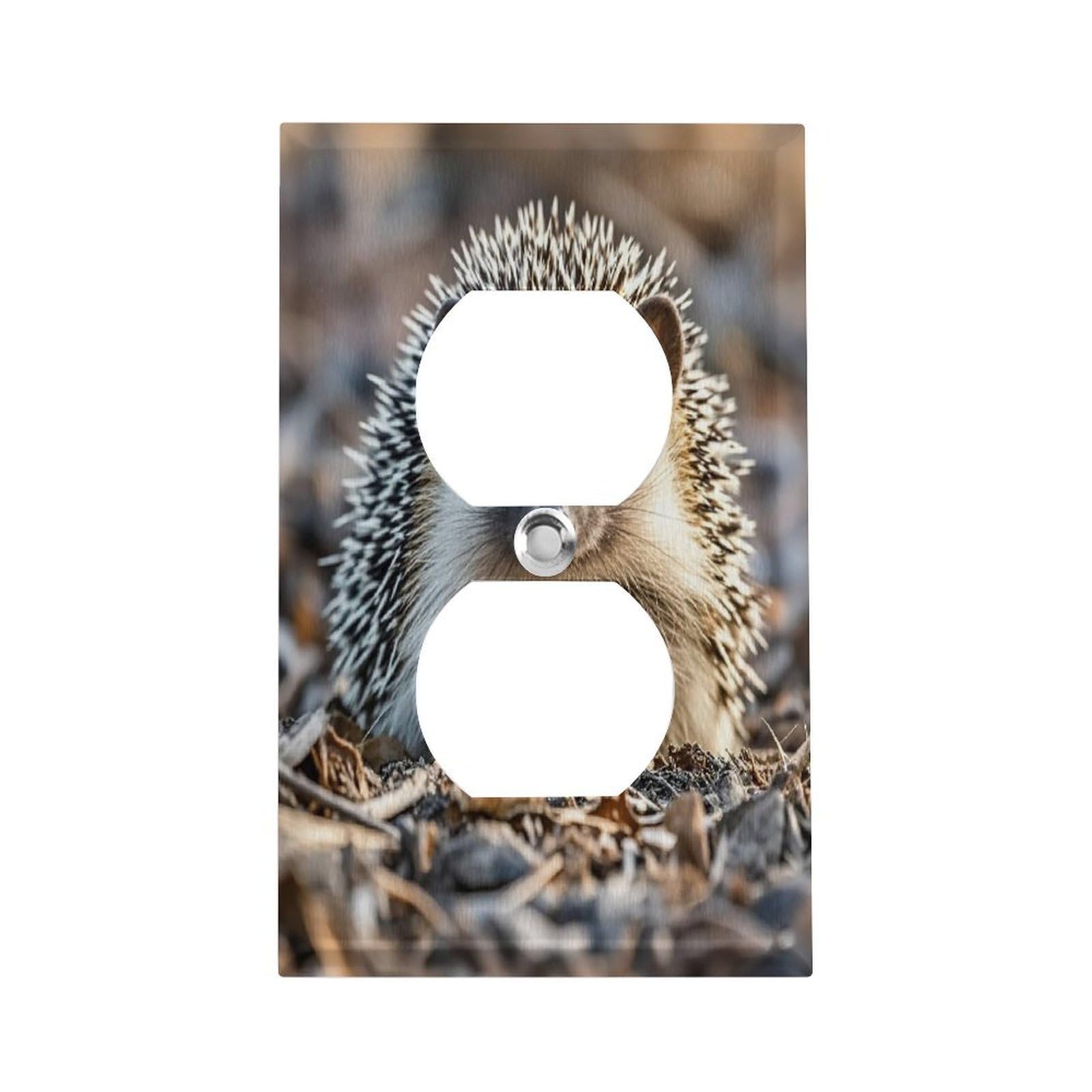 Vstadank Style Hedgehog Wall Plate Stainless Steel Electrical Outlet Cover Decorative Switch Plates Electric Receptacle Plug Cover Wallplate Duplex Wall Plates 4.5" X 2.8"