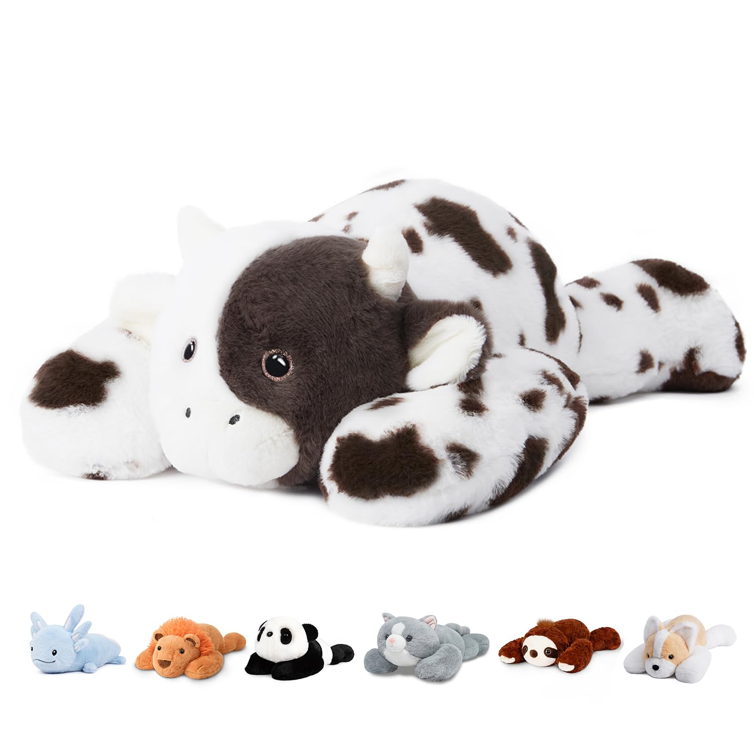 Niuniu Daddy Weighted Stuffed Animal, 25 in 5 lbs, Cow Plush for Kids