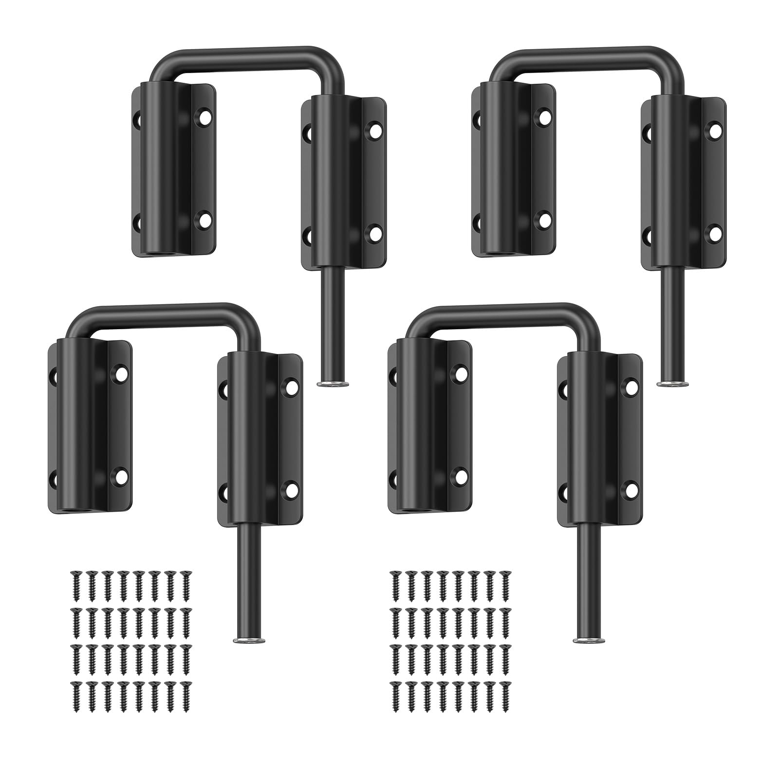 BiceNoning Upgraded Sliding Door Loop Lock, 90/180 Degree Multi-Angle Aluminum Alloy Gate Latches for Barn Door, Closet, Fence, Window, Patio - Security U-Bolt Latch Locks (Black-4PCS)