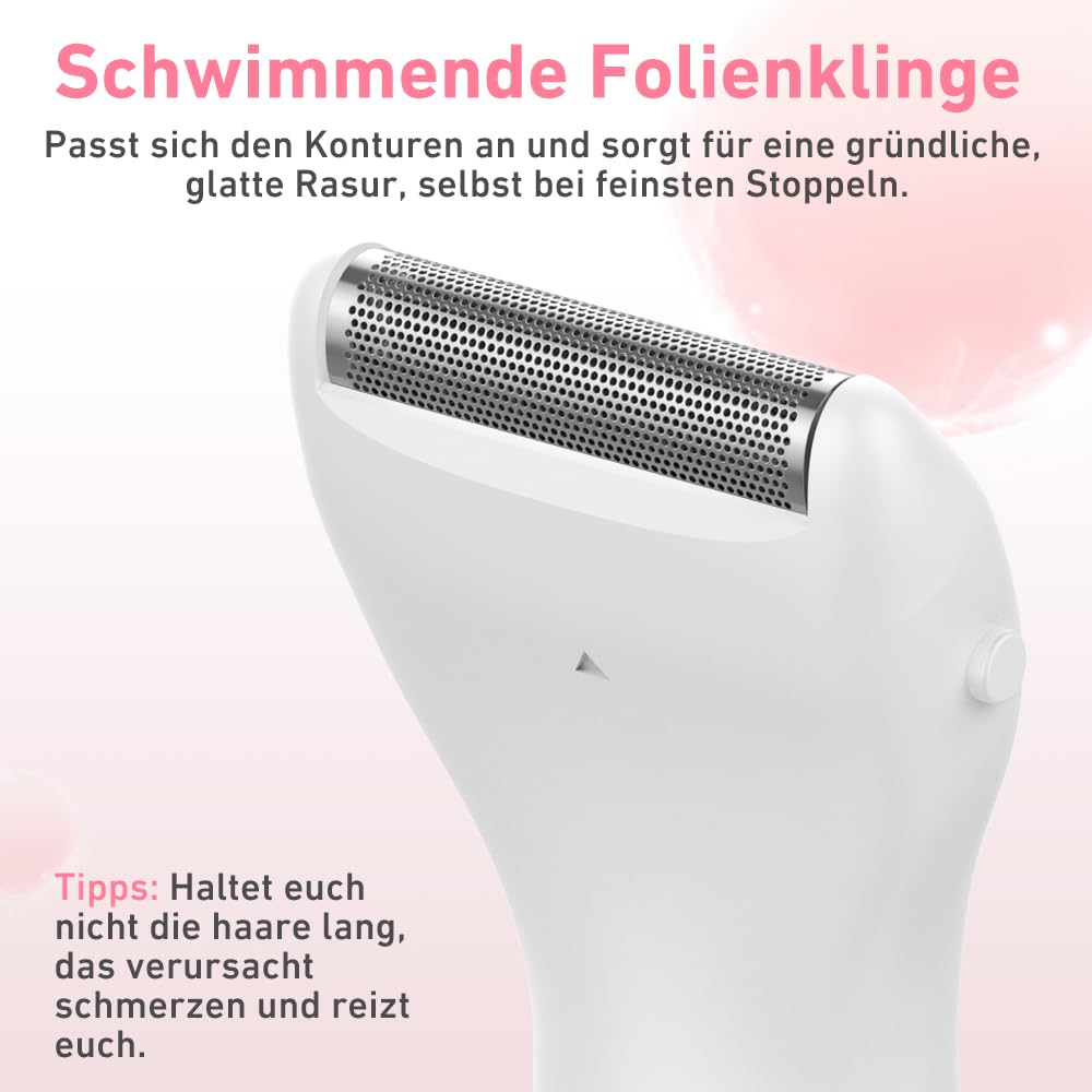 Intimrasierer Damen 2-in-1, Bikini Trimmer mit Präzisionstrimmer und Folienrasierer, Für Intimbereich und Schamhaar, USB-C Akku, Kabellos, Für Empfindliche Haut