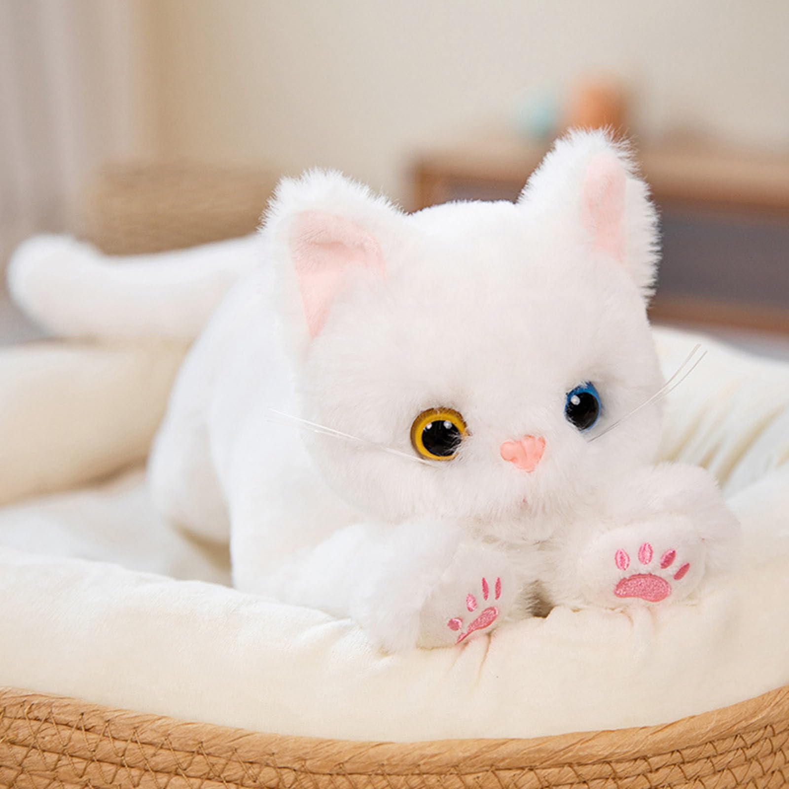 ZBELLO Cat Plush Toy,50 cm Realistic Cat Plush Toy,Cute Soft Stuffed Animal Pillow Plush Doll,Children Stuffed Animal Toys Gifts for Boys and Girls (White)