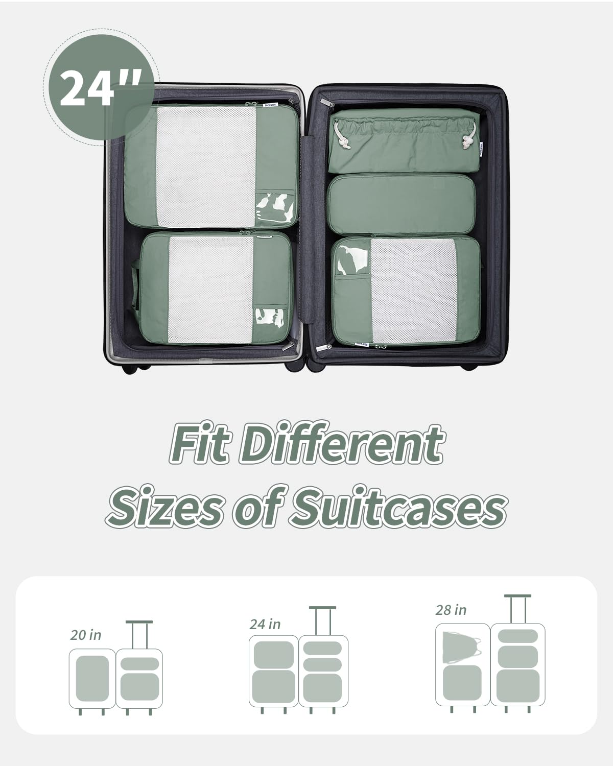 Narwey 5 delige Compression Packing Cubes, Compressie Koffer Organizer Set, Kofferorganizer, Kofferorganizerset, Compressiepakkubes voor Koffer Rugzak Handbagage (Grijs