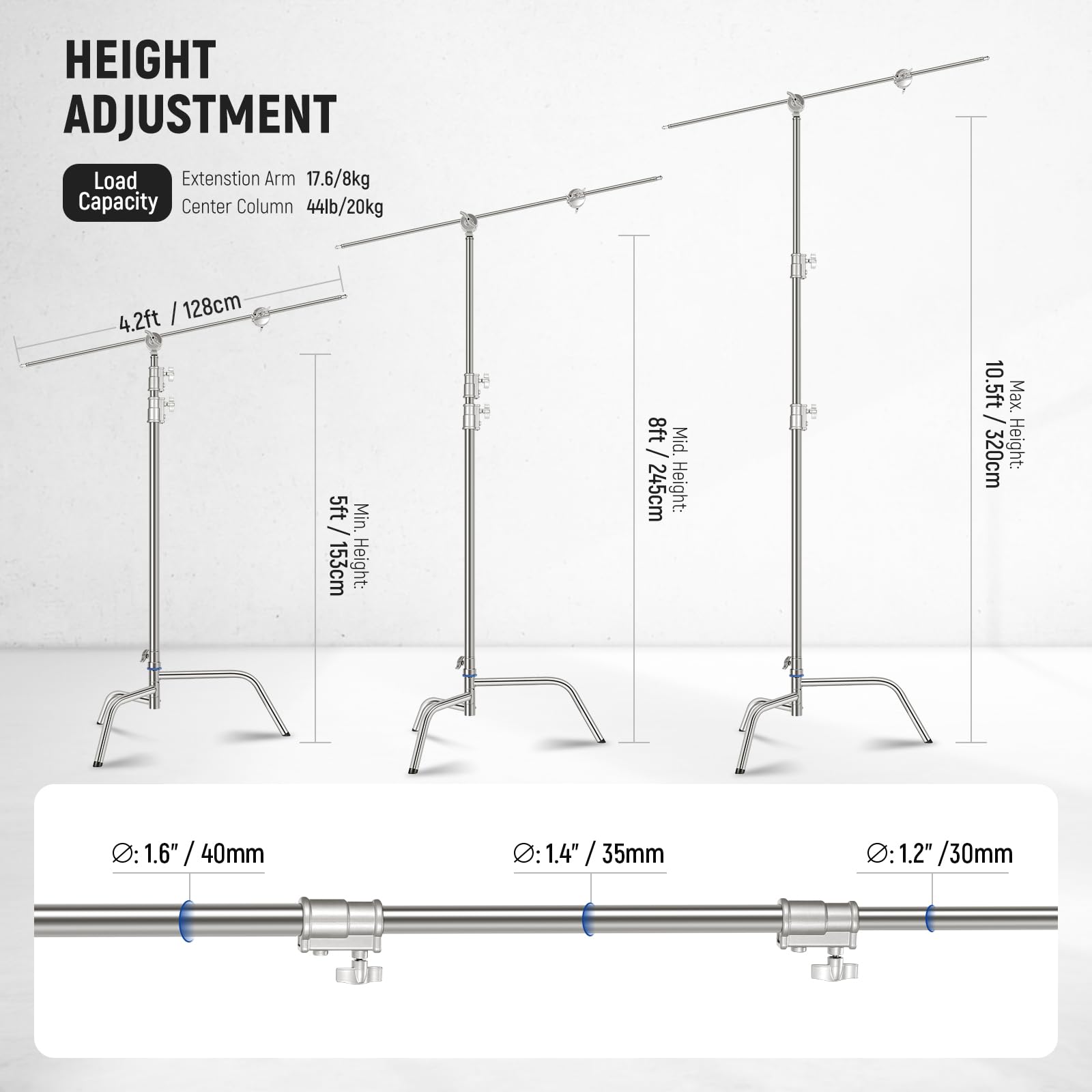 Amazon.co.jp: NEEWER Cスタンド 320cm センチュリースタンド