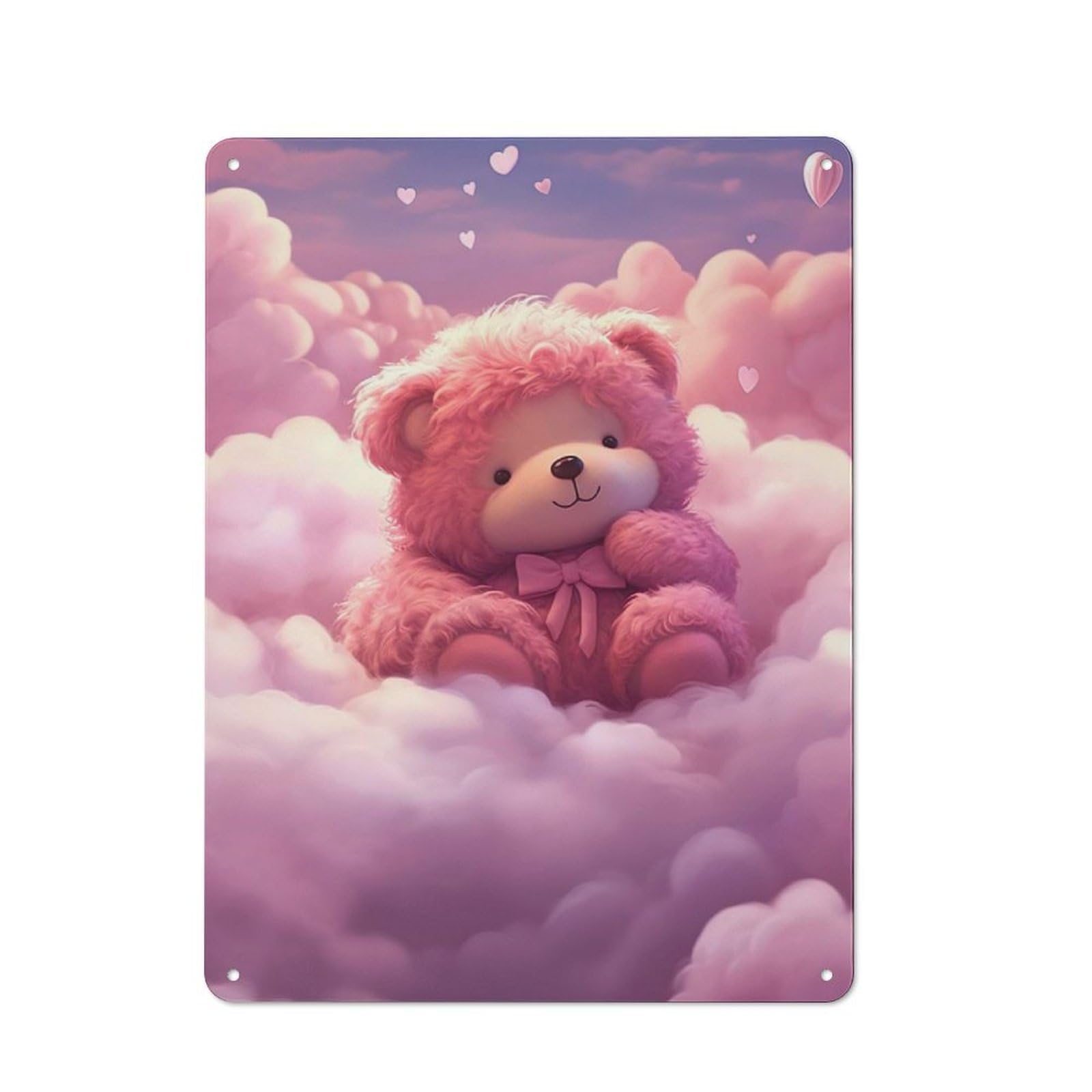 Junmoney Teddy Bear Dreamscape Metal Wall Sign 40X30cm, Modern Retro Loft Wall Plaque For Flat, Bar, Studio Or Gallery Wall