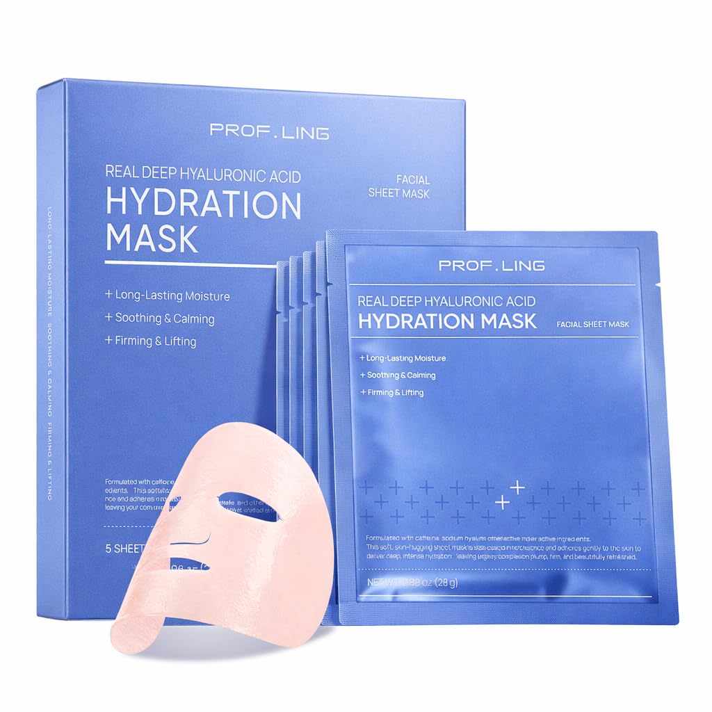 Prof. Ling Full-Spectrum Hyaluronic Acid Face Mask – Deep Hydrating, Firming & Soothing Sheet Mask for Sensitive Skin, Plumping & Anti-Wrinkle Facial