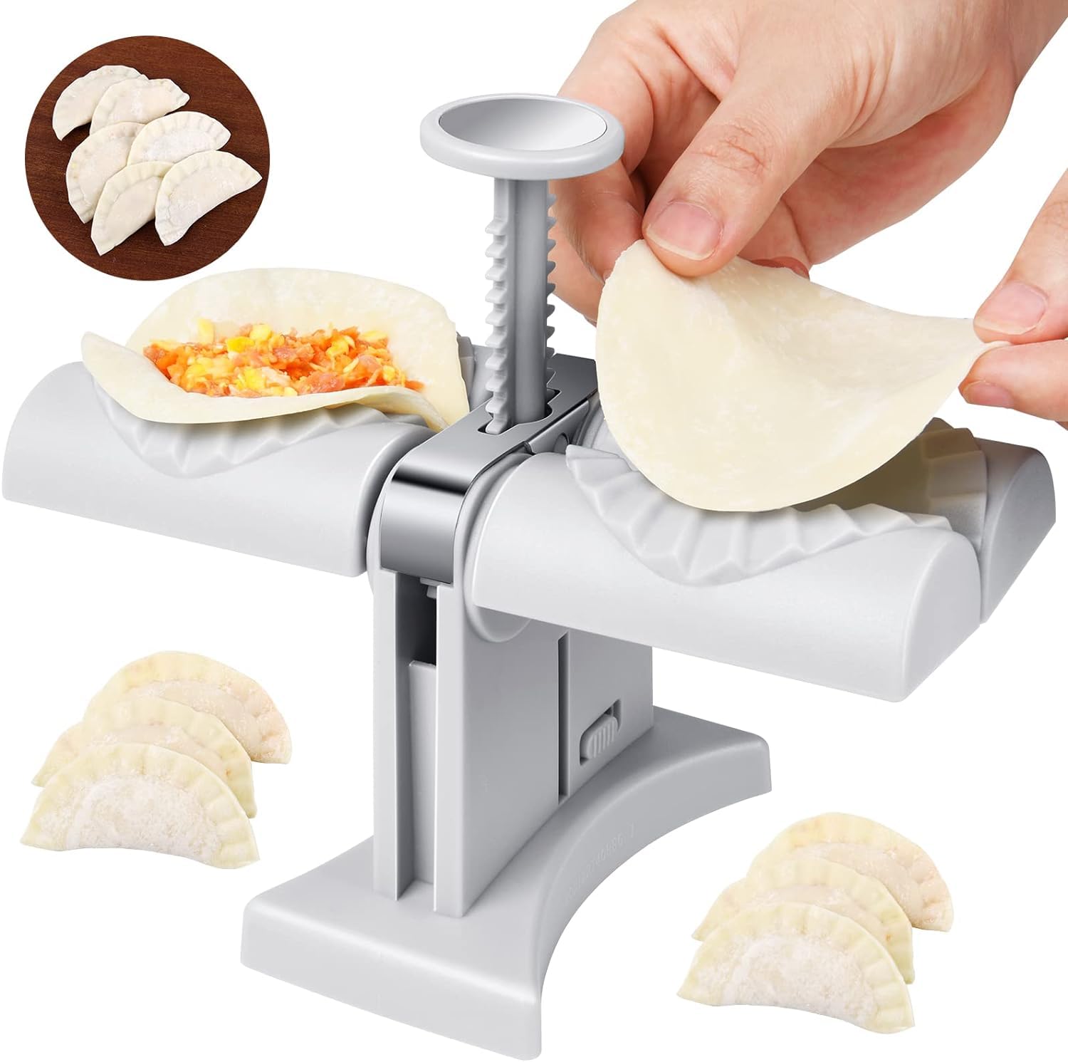 COOLBABYFully Automatic Dumpling Machine Double Head Press Dumplings Mold DIY Empanadas Ravioli Mould Kitchen Gadget Accessories