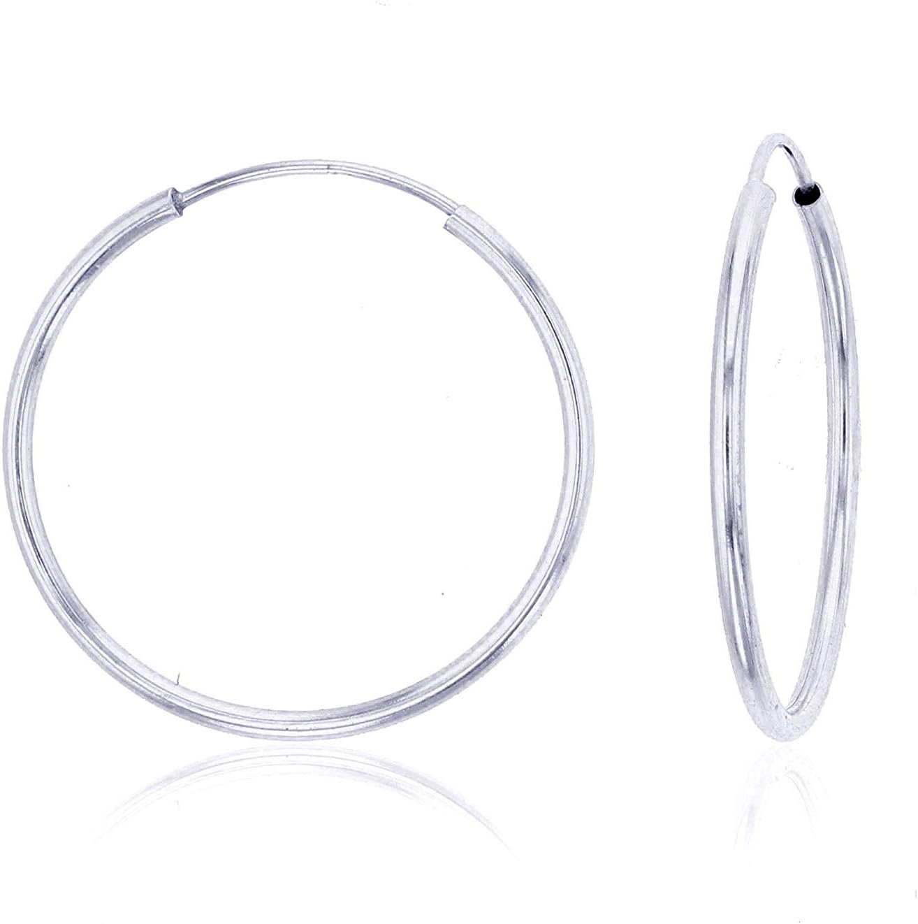 Solid 14K Yellow or White or Rose Gold 1mm Tube Cartilage Endless Flex Hoop Earrings | Huggies Hoops for Women | Hypoallergenic | Cartilage Hoop Earrings | Size, 10mm-70mm