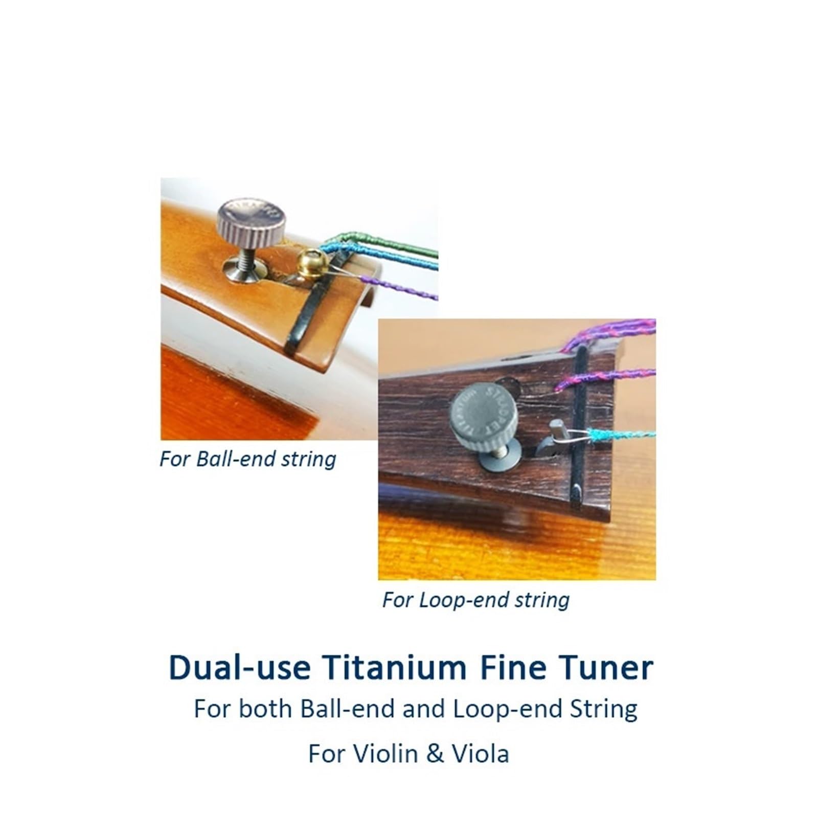 Dual-Use-Feinstimmer For Violin-Viola-Set | Der Dual-Tuner passt auf die Enden der Schlaufen- und Kugelsaiten einer Violine oder Bratsche