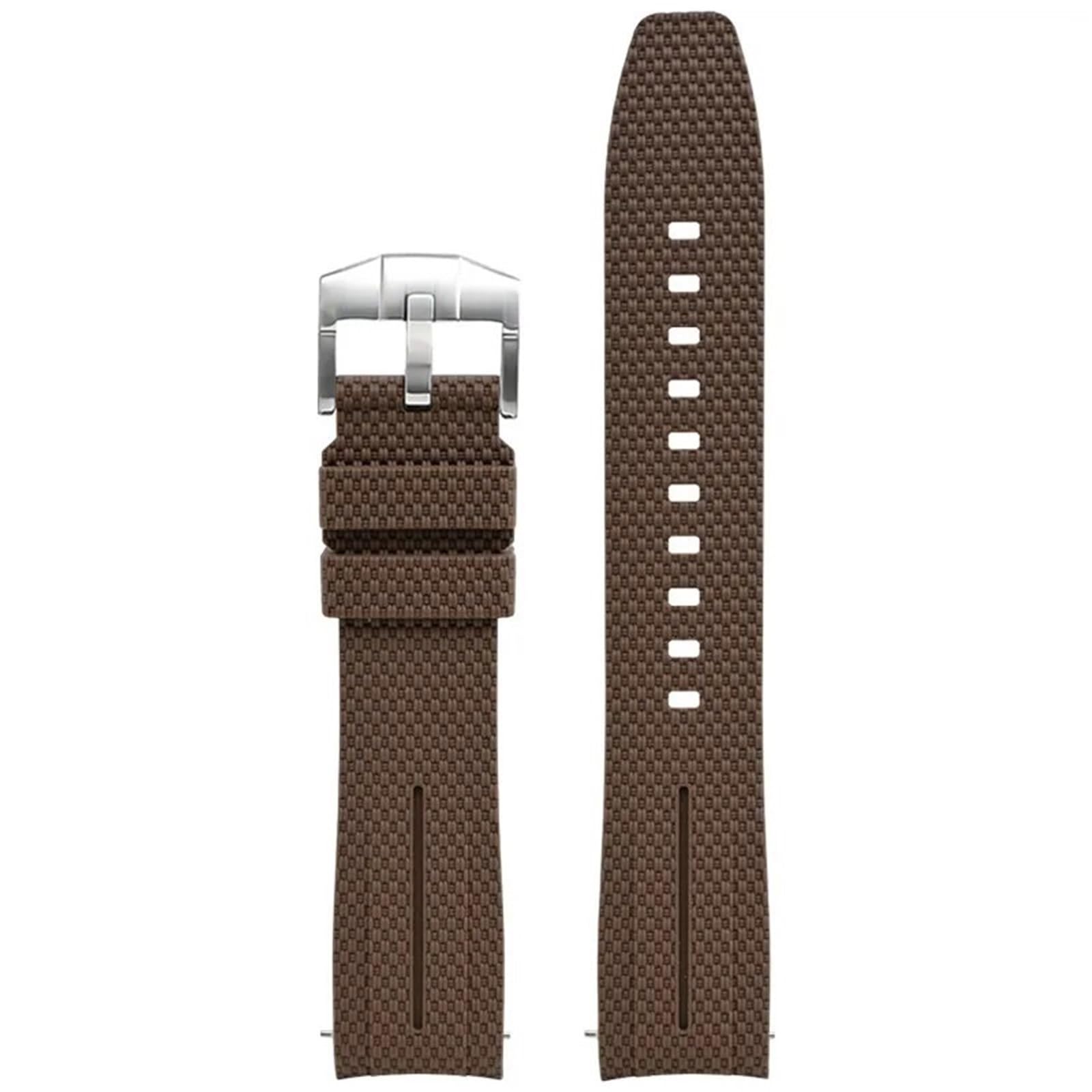 20 mm Uhrenarmband für Herren und Damen, Gummi, Schnellverschluss, gebogenes Ende