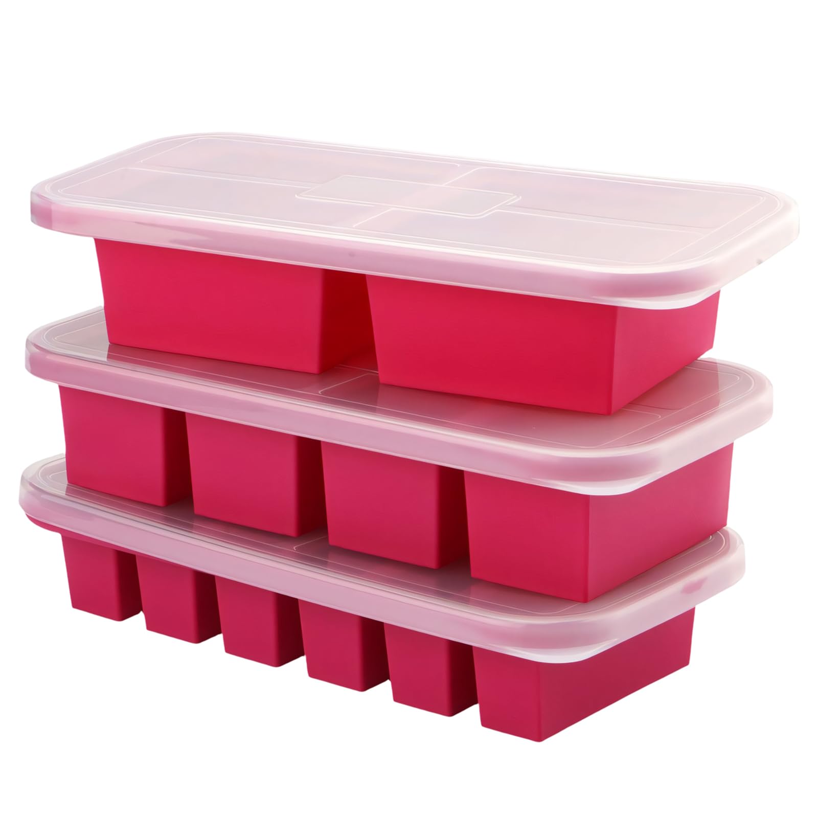 Paquete de 12 moldes flexibles de silicona con forma fría que incluyen cubiertas protectoras y bordes reforzados para una cocina ordenada y conservación organizada, recipientes de silicona resistentes