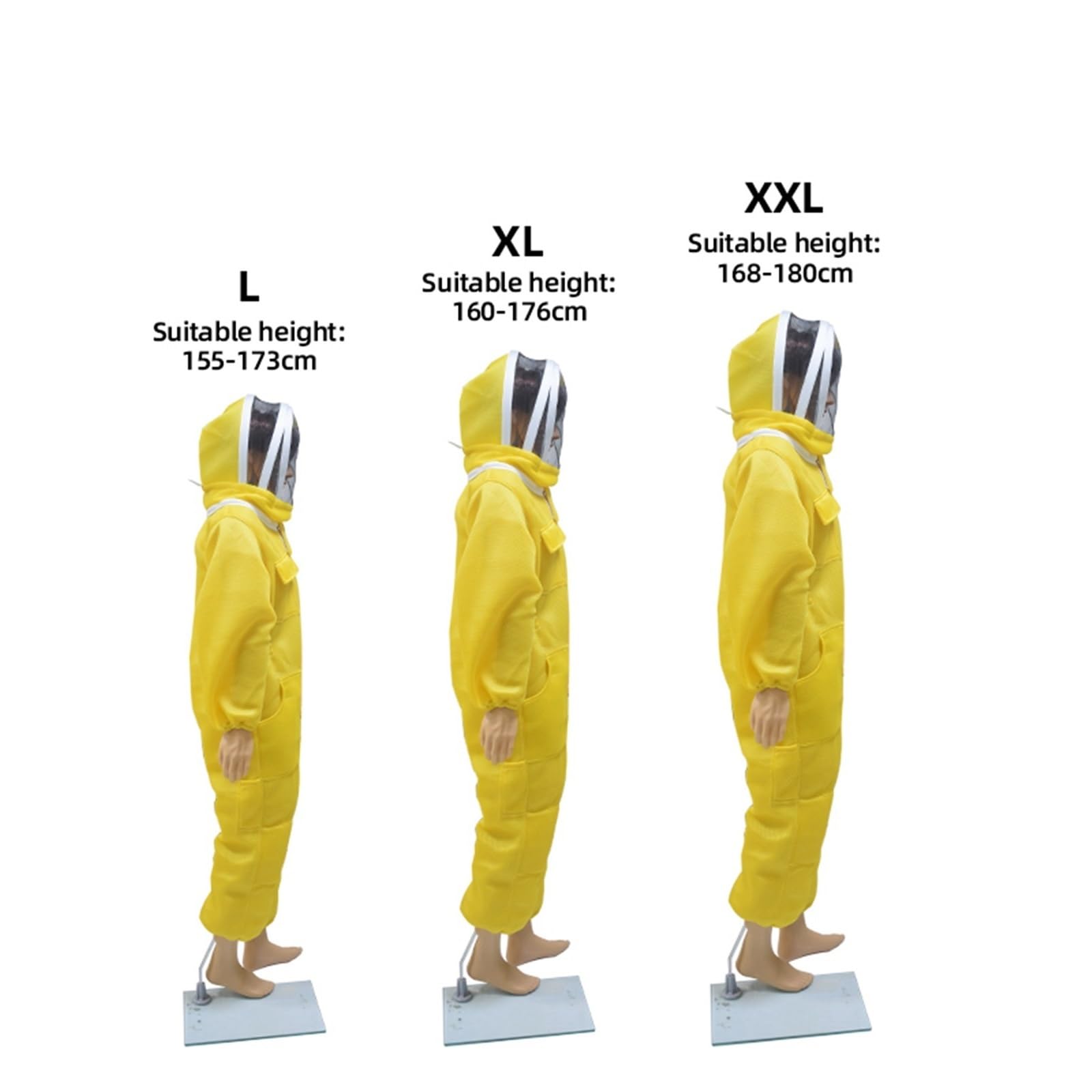 Traje de apicultor Profesional Traje de apicultura 3 capas, ropa protectora transpirable, chaqueta apicultor con velo seguridad extraíble, sombrero y trajes(XXL)