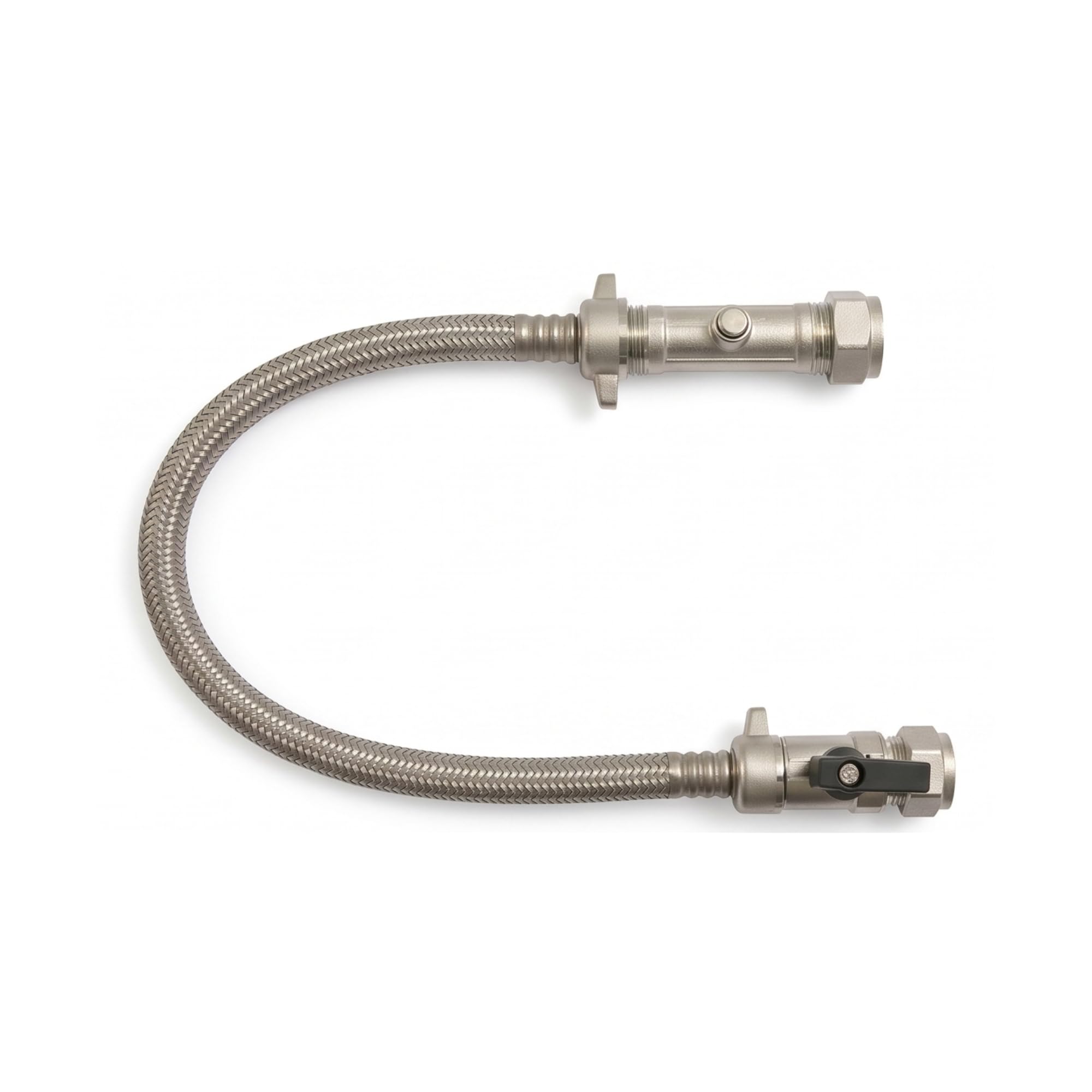 Hulthor Silver Filling Loop 15Mm For Combi Boiler - 300Mm Braided Flexible Hose With Lever Isolation Valve - Central Heating Pressurising Loop, Compression Fittings