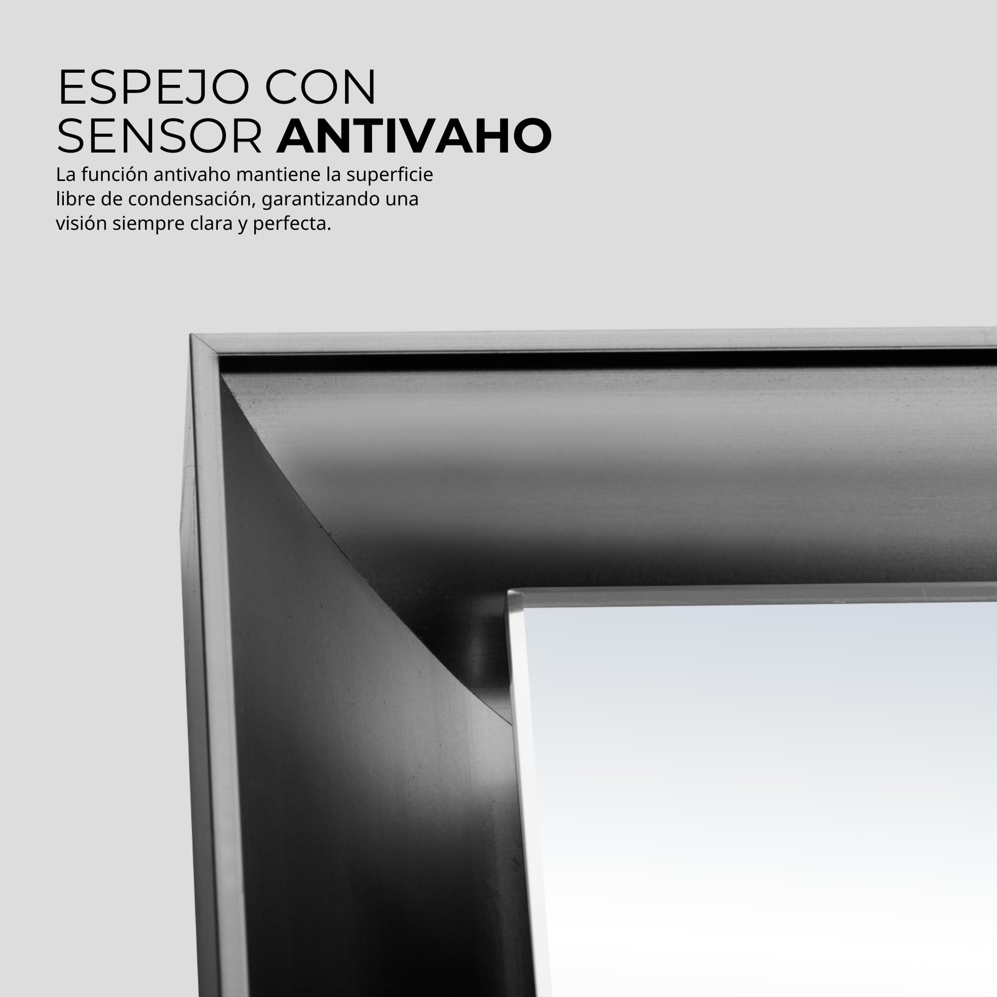 LEDIMEX - Espejo Baño con Luz LED y Antivaho 140x80cm Retroiluminado con Marco Negro | Espejo Inteligente Rectangular con Luz (Cálida, Neutra y Fría) y Sensor ON/OFF | Serie California