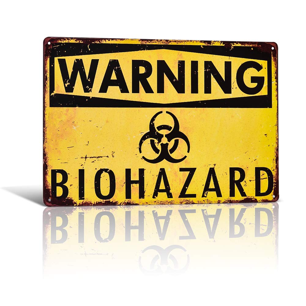 Biohazard Warnschild Aus Metall - Gelb, 27,9x41,6 Cm, Wetterfest, Mit Aufhänge-Löchern, Für Innen & Außen