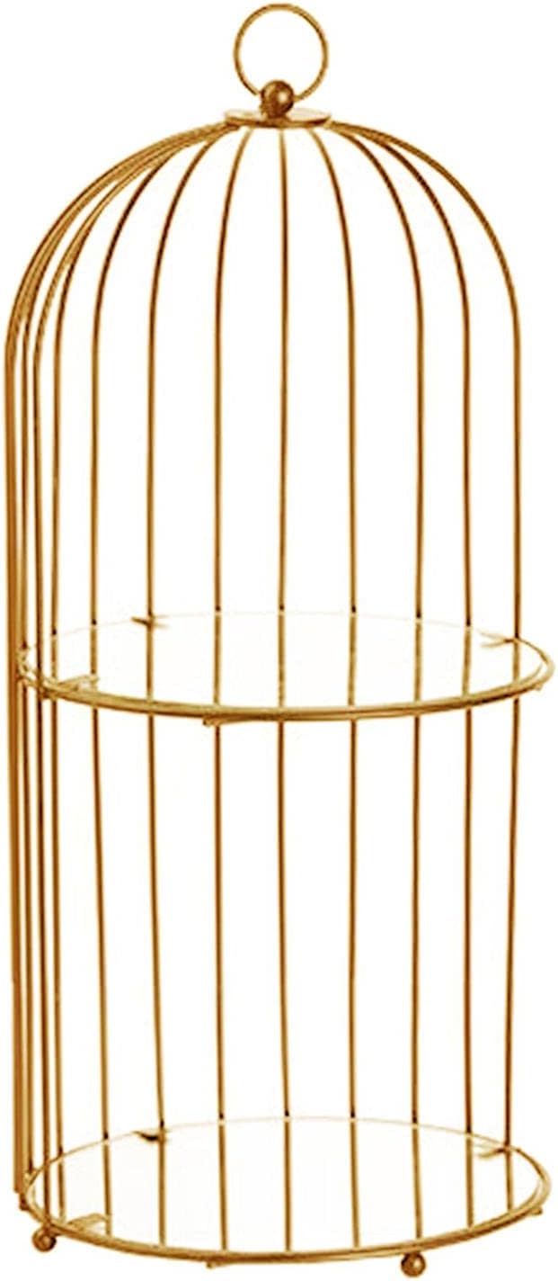 Nordic Birdcage Rack Makeup Organizer - Chic Storage Solution for Cosmetics & Skincare, for Bedroom Vanity or Desk Display - Iron Shelf for Beauty Products & - Golden_L