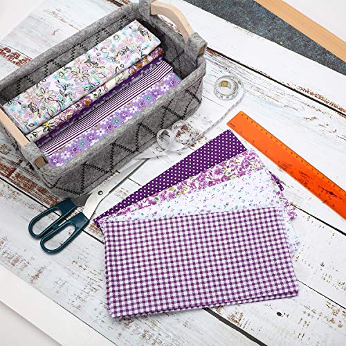 10 Pieces 20 x 20 Inch Quilting Patchwork Fabric Floral Patchwork Cotton Purple Fabric DIY Handmade Sewing Quilting in Different Designs for DIY Crafts Projects Supplies
