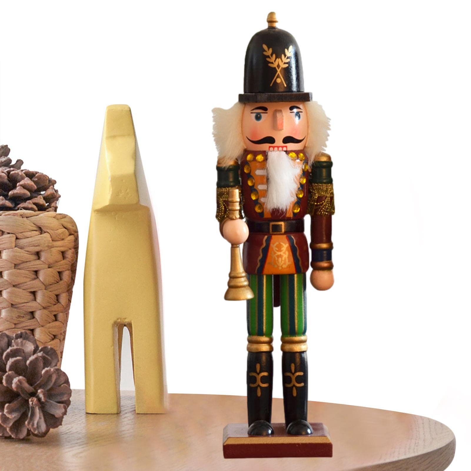 Rianpesn 30Cm Nutcrackers Figures - Handmade Wooden Soldier Traditional Nutcracker Decorations,Wooden Nutcracker Decorations, Porch Decor, Indoor Outdoor