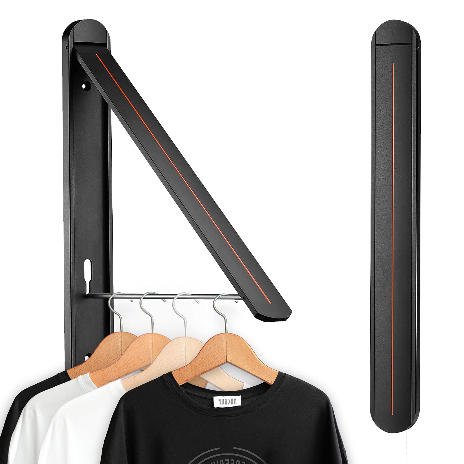 SunEegralLaundry Room Organization,Clothes Drying Rack Folding Indoor,Wall Mounted Drying Rack,Retractable Clothes Hanger Outdoor/Rvs/Camper/Aluminum(Black)