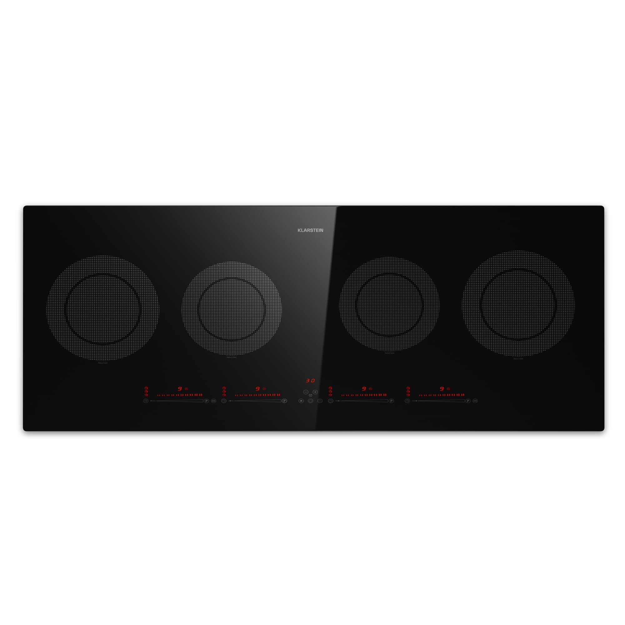 Klarstein Placa eléctrica con 5 placas de inducción, bajo consumo de energía, vitrocerámica, zonas combinables