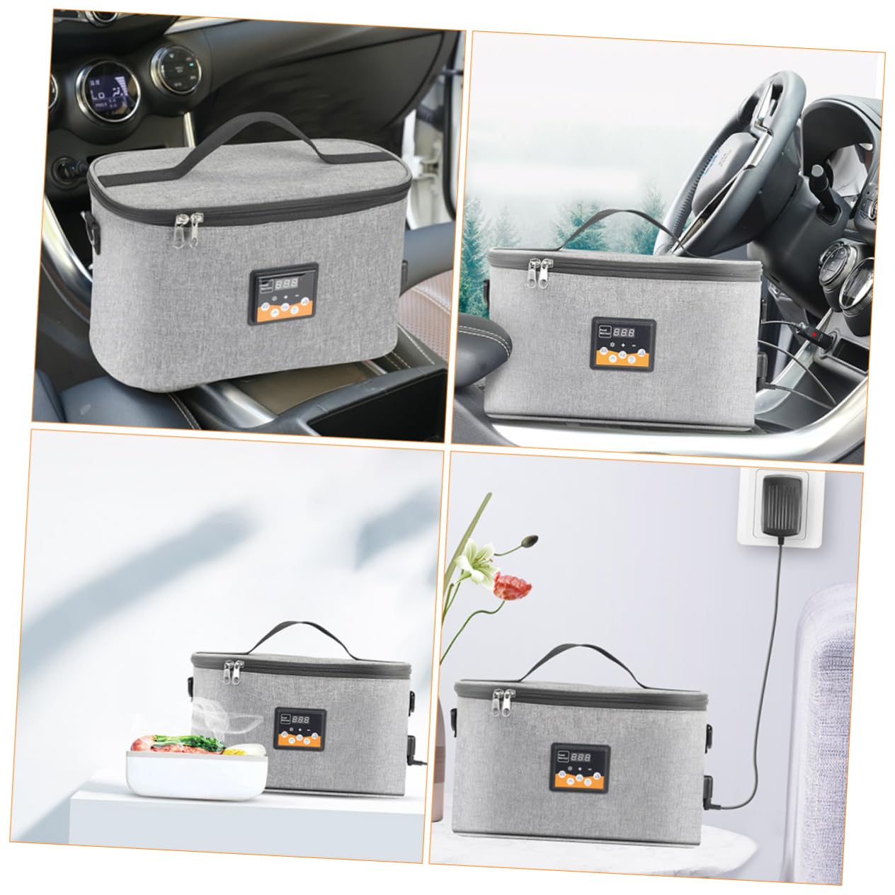 Auto Babyflaschenwärmer Tasche 8l aus Oxfordstoff für Unterwegs | Lcd Temperaturanzeige, Dc 12v Ladeadapter, Tragegurt und Haken für Kinderwagen
