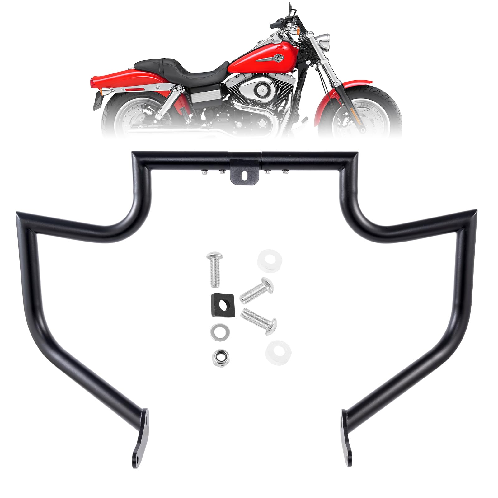 Kinglemc Crash Bar Engine Guard Highway Bar for Harley Dyna 95-13(Black-B)