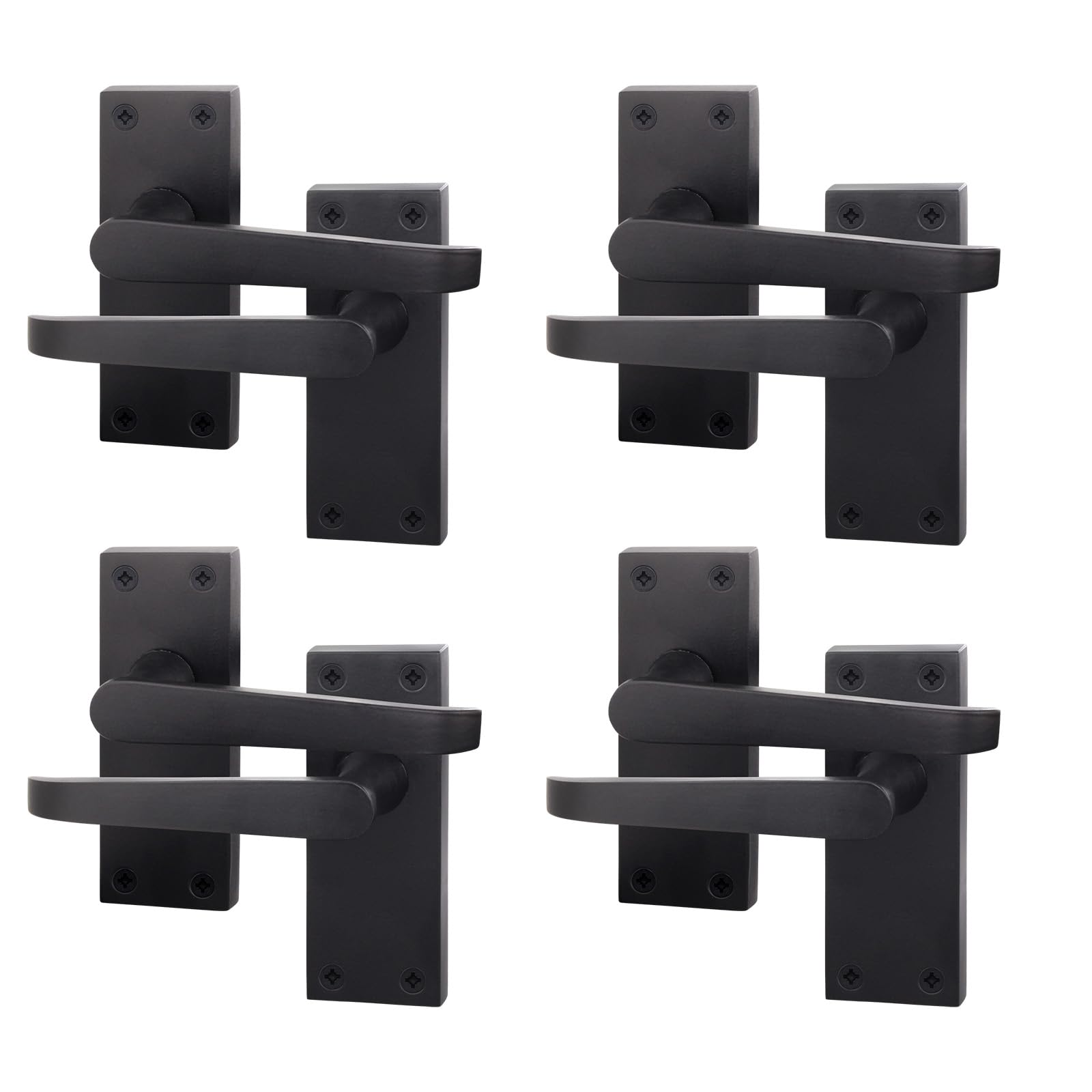 EAI Black Door Handles | 4 Pair Internal Latch Handles on Backplate | Straight Pattern — image 1