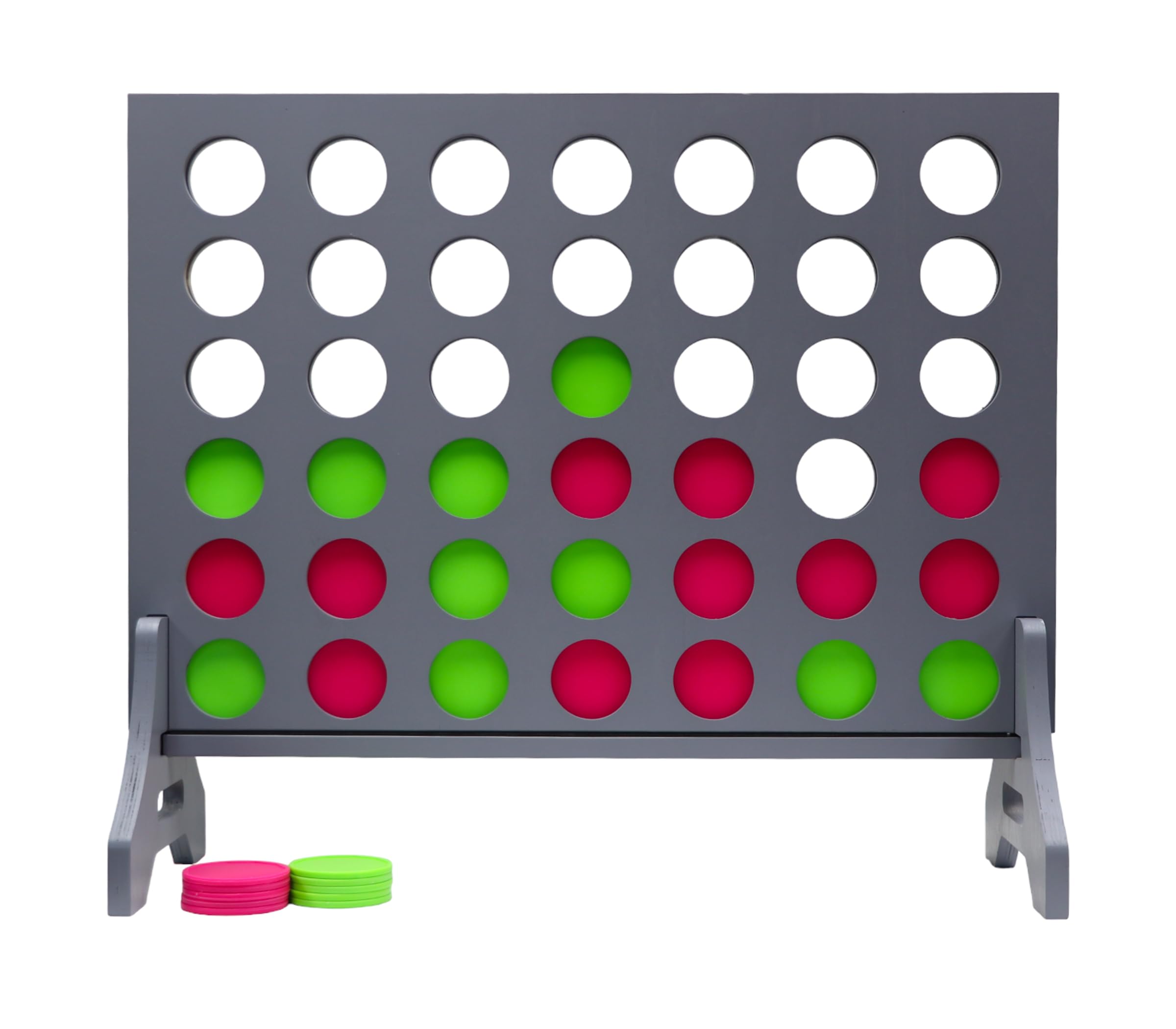 Giant 4 in a Row Game for Family &amp; Adults – Tailgating Pros Jumbo Grey Wooden Four in a Row Indoor &amp; Outdoor Yard Game for Family Party Fun, Portable Activities for Patio, Backyard, and Camping