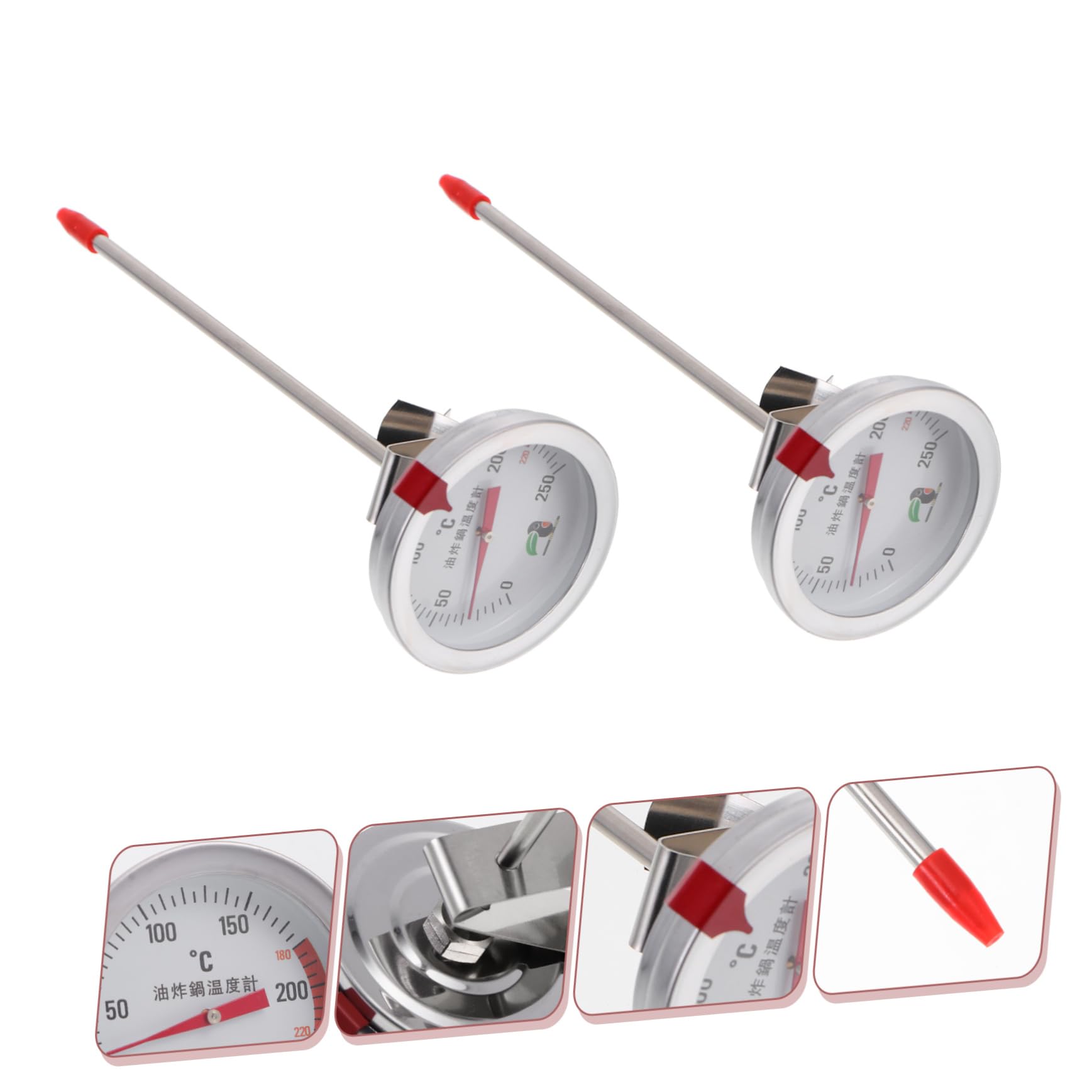 ABOOFAN 4 Piezas Sonda Medidor De Temperatura De Aceite Tipo De Sonda Termómetro De Alimentos Termómetro De Alimentos De Acero Inoxidable De Alta Temperatura Herramienta De