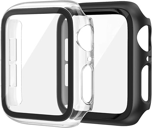 EDIMENS Paquete de 2 fundas rígidas de policarbonato compatibles con Apple Watch Series 6, SE, 5, 4 de 1.732 in, para mujeres y hombres, funda
