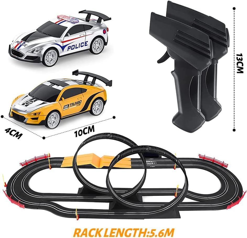 Gaadoo Electric High-Speed Slot Car Race Car Track Sets with 2 1:43 Scale Slot Cars and 2 Hand Controllers with Headlights and Dual Racing, Toys Gifts for 6 7 8 9 10 11 12 Boys Girls to Play 2