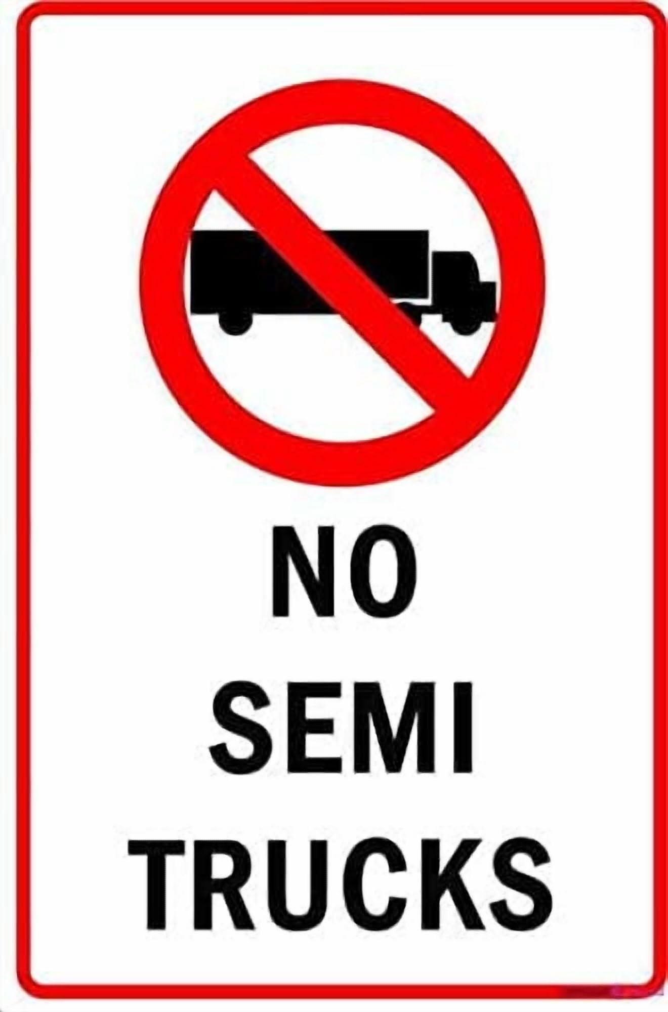 (2-Pack) Warning Metal Tin Sign plaque No Semi Trucks With Symbol Allowed sign Courtyard decoration, office signs For Outdoor & Indoor 8 X 12 Inch