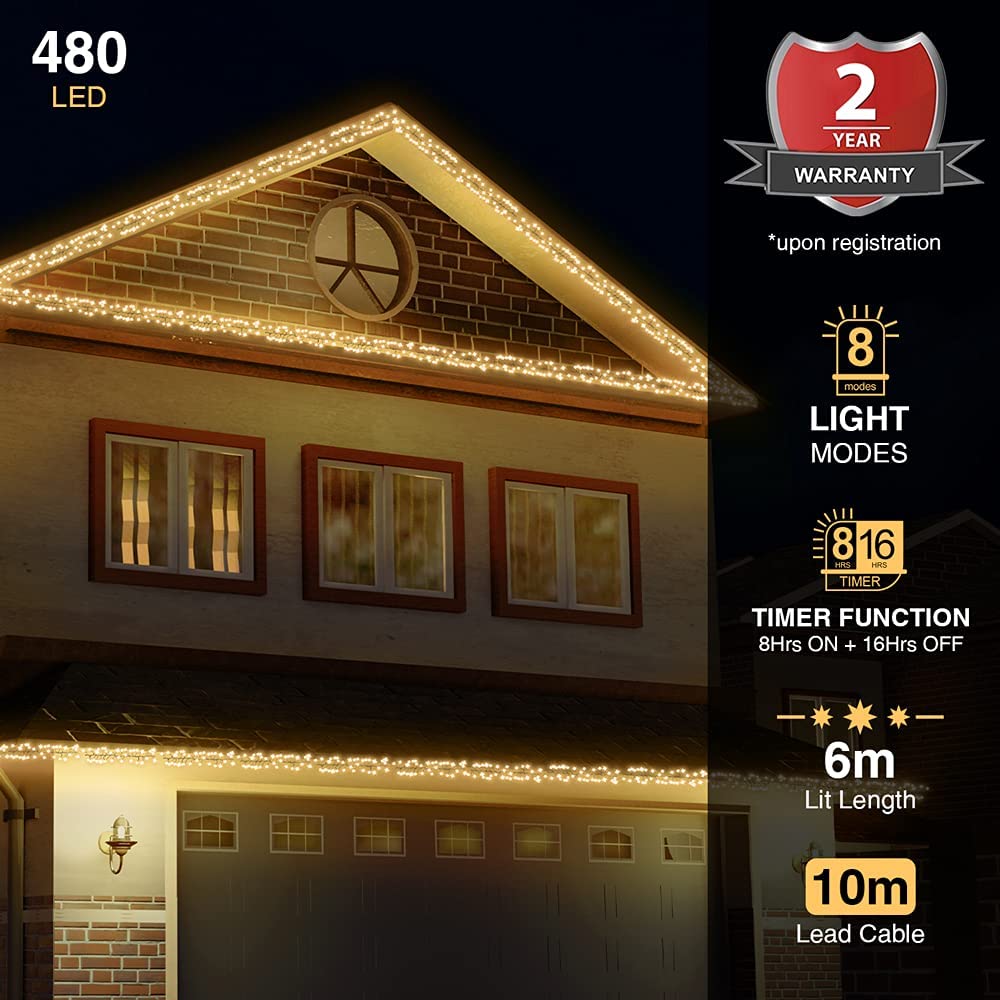 Buy ANSIO® Christmas Lights 480 LED 6m/20ft Cluster Christmas Tree