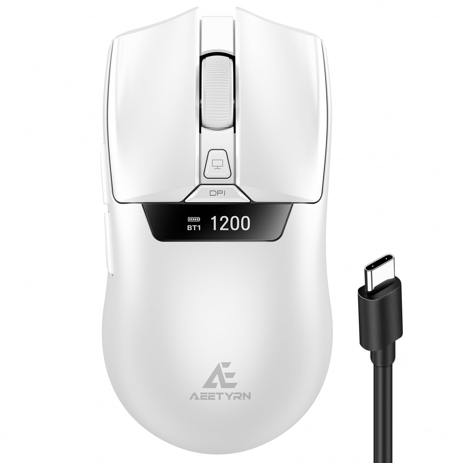 Wireless BT Mouse with Smart LED Screen, 3 Modes(2.4G & BT5.1/5.2) Connect Up to 3 Devices, Rechargeable, Silent Click, 5 DPI Levels, Ergonomic Optical Mice for Laptop PC Mac Windows, White-image-41