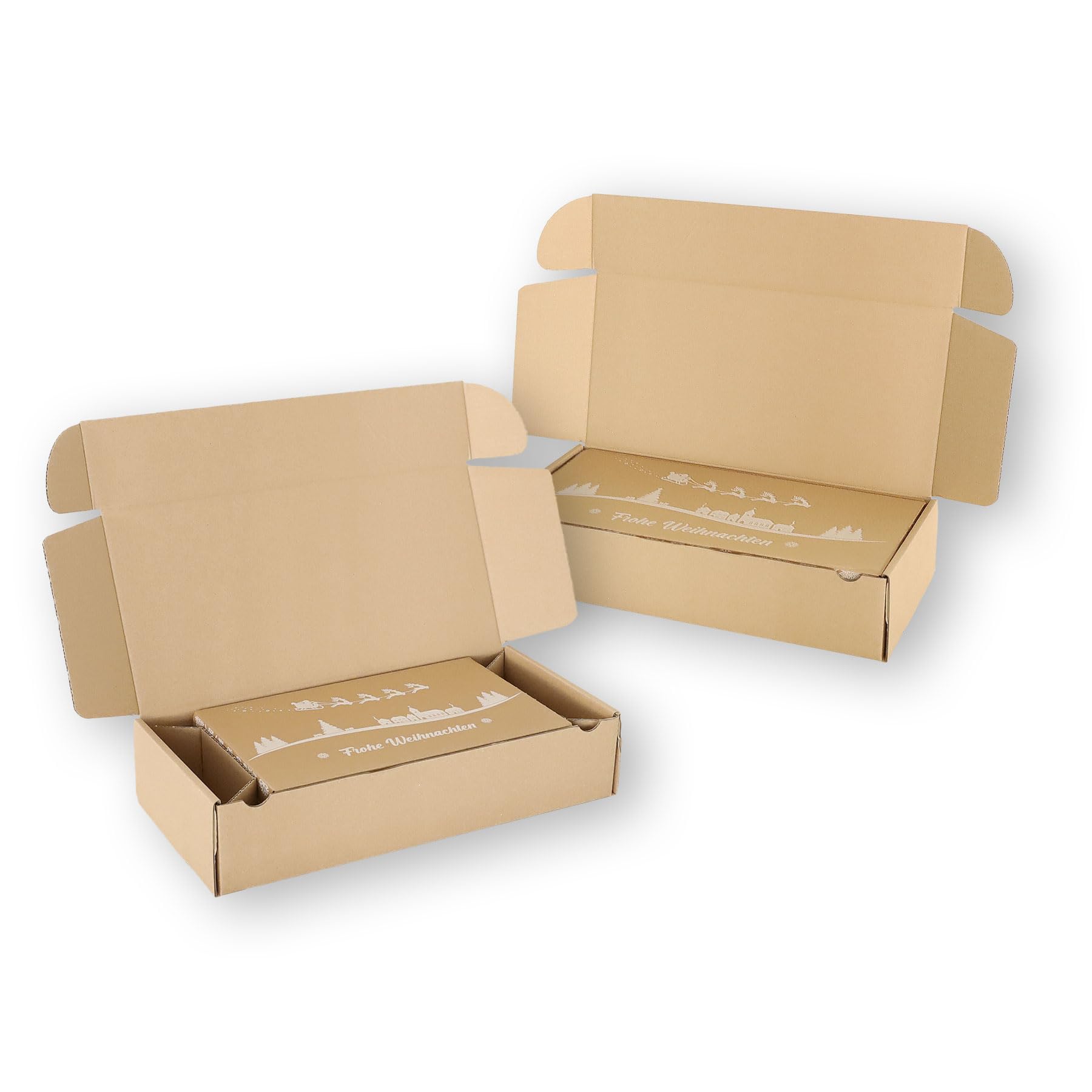 50 Stück Umkarton für Stollenkarton 1.500g | braun | 397×190×85mm | 1.12 B-Welle | für Christstollen/Weihnachtsstollen | Faltschachtel für optimalen Versand