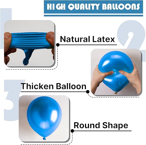 Miniatura 6 de Globos metálicos azules de PartyWoo 100 piezas, 5 pulgadas, globos pequeños de cromo azul de látex para graduación, boda, baby shower, compromiso,